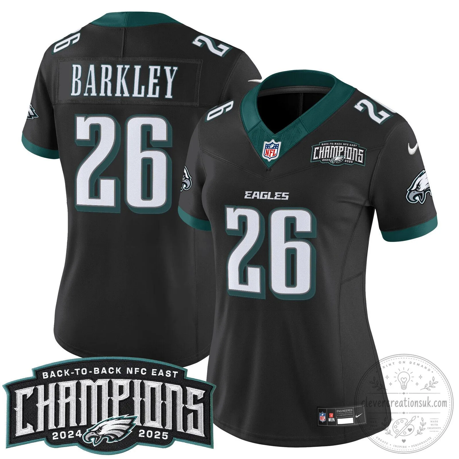 Philadelphia Eagles Back-to-Back NFC East Champions 2024-2025 Saquon Barkley Jersey