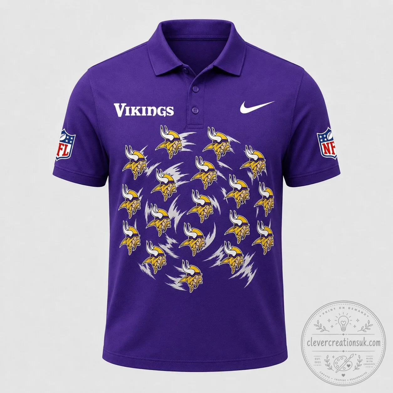 Minnesota Vikings NFL Team Logo Pattern Athletic Polo Shirt