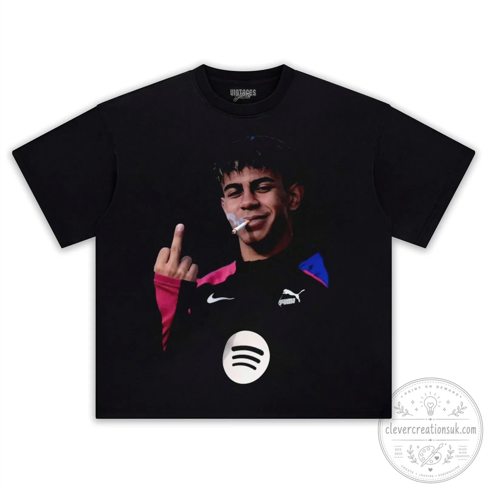 Lamine Yamal Smoking Middle Finger Black Graphic T-Shirt