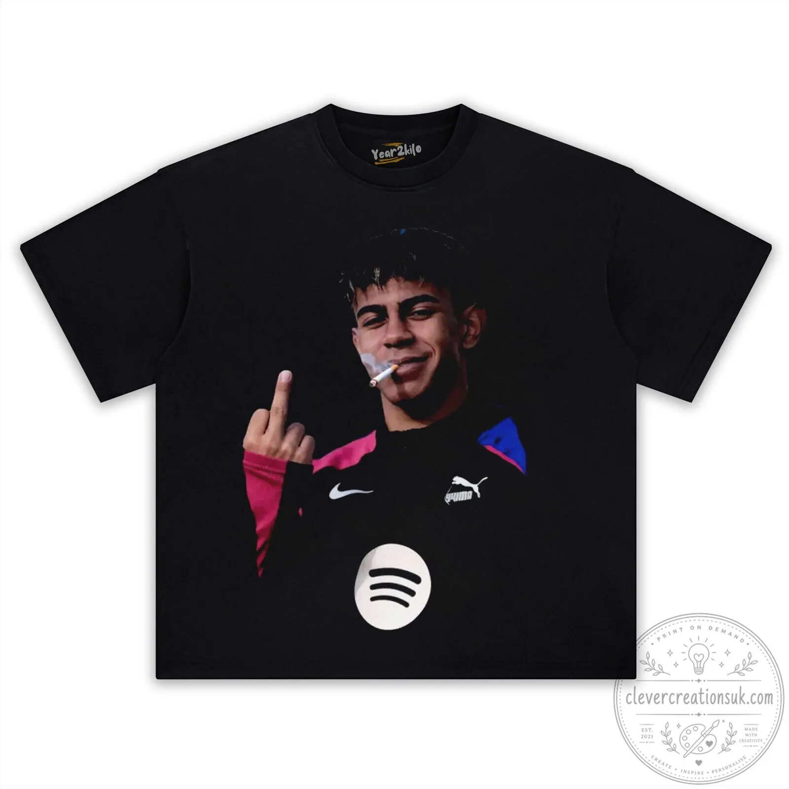 Lamine Yamal Black Graphic Print T-Shirt