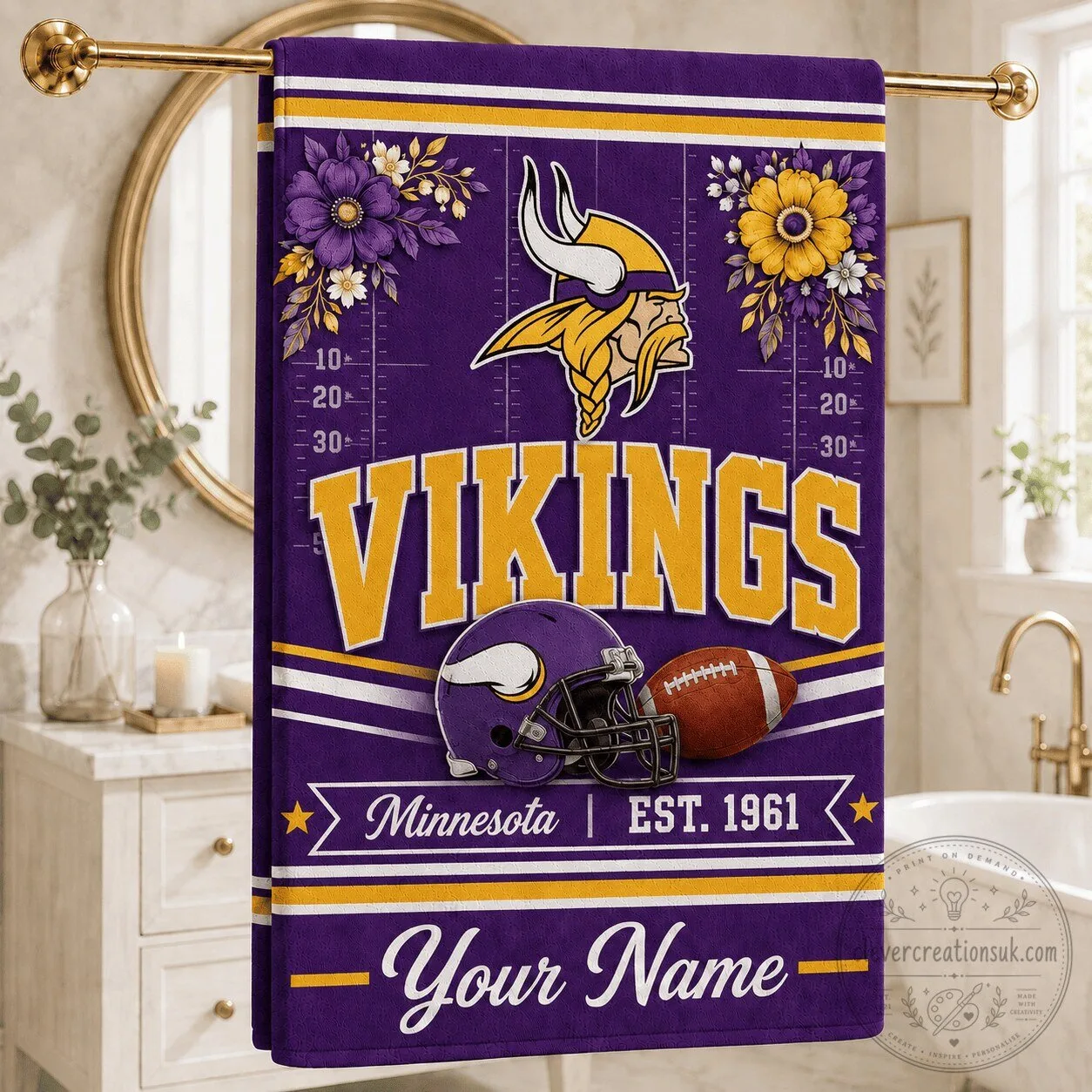 Minnesota Vikings Personalized Football Fan Bath Towel