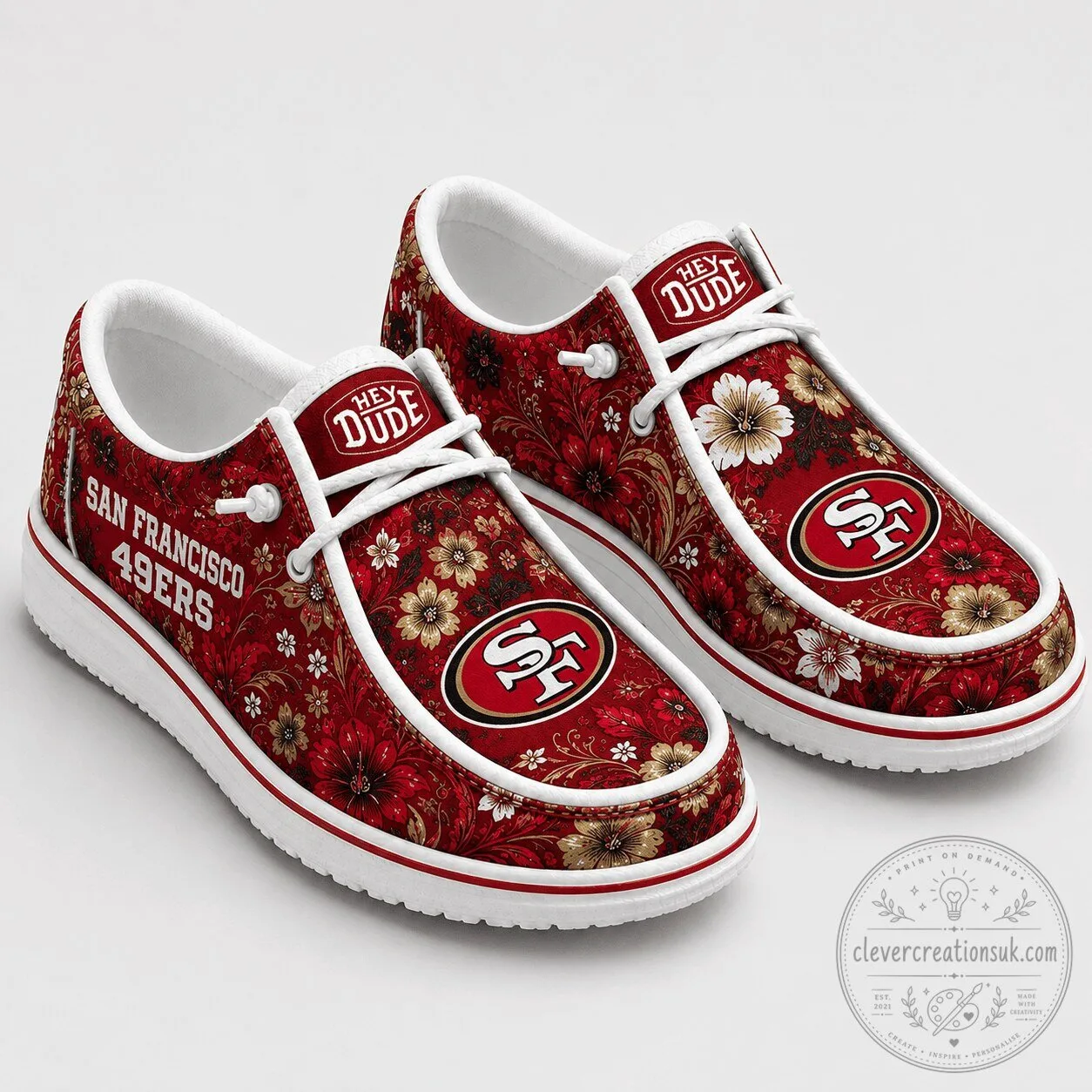 San Francisco 49ers Floral Hey Dude Style Shoes