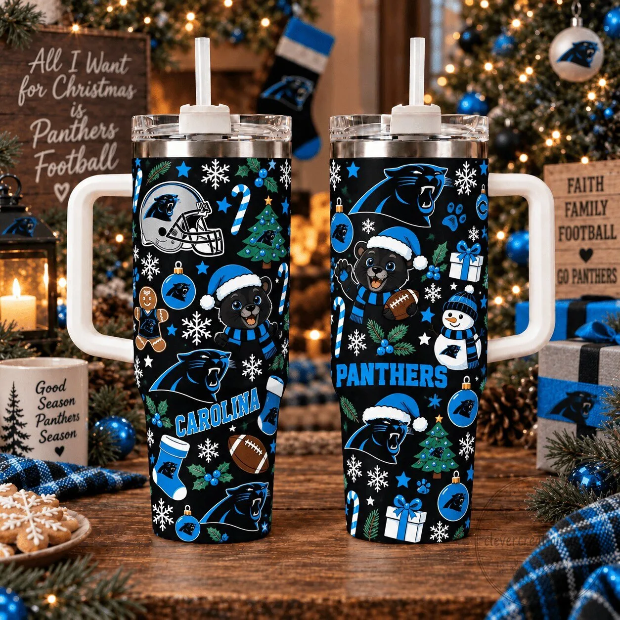 Carolina Panthers Christmas Football Team Tumbler