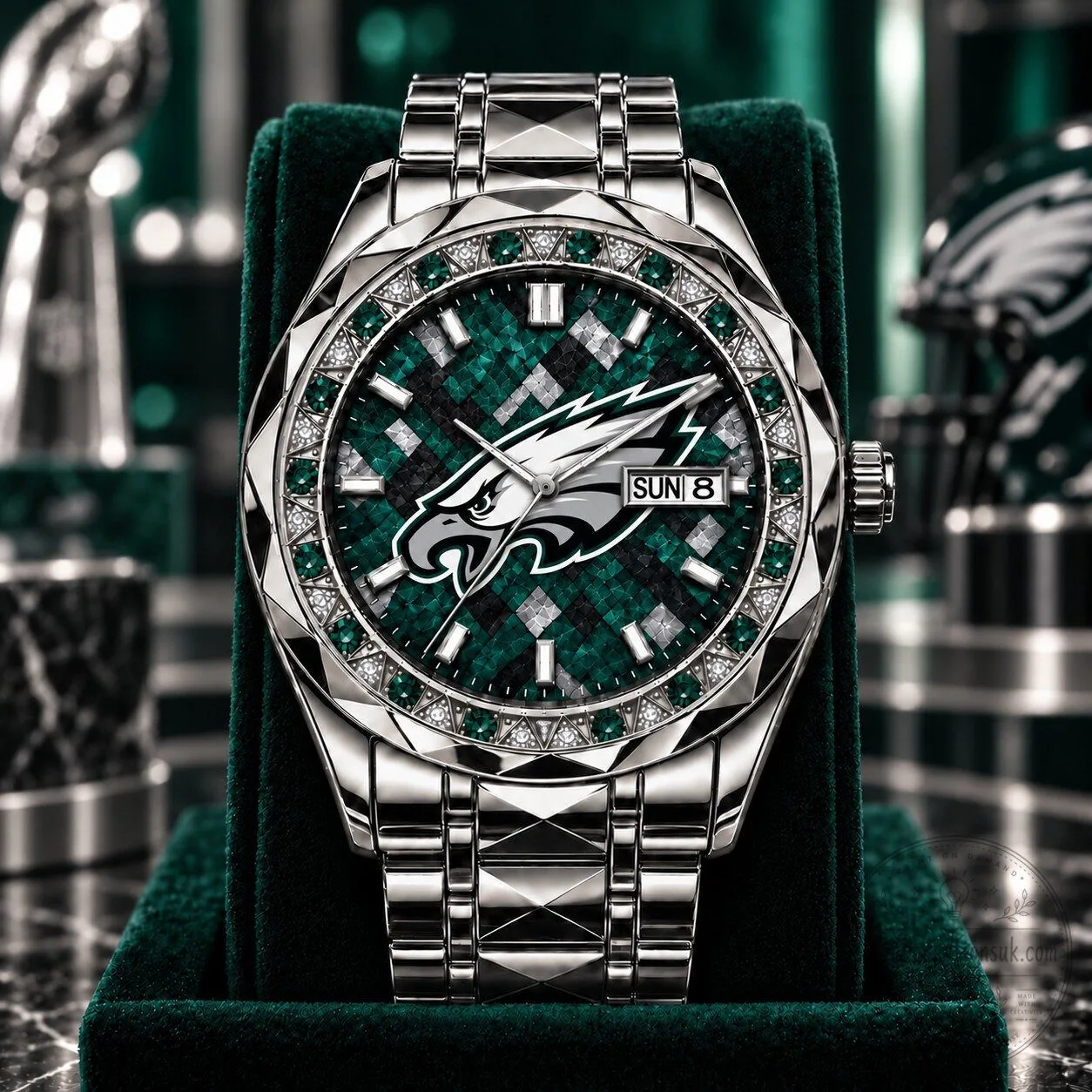 Philadelphia Eagles Fan Luxury Diamond Watch for Men and Women