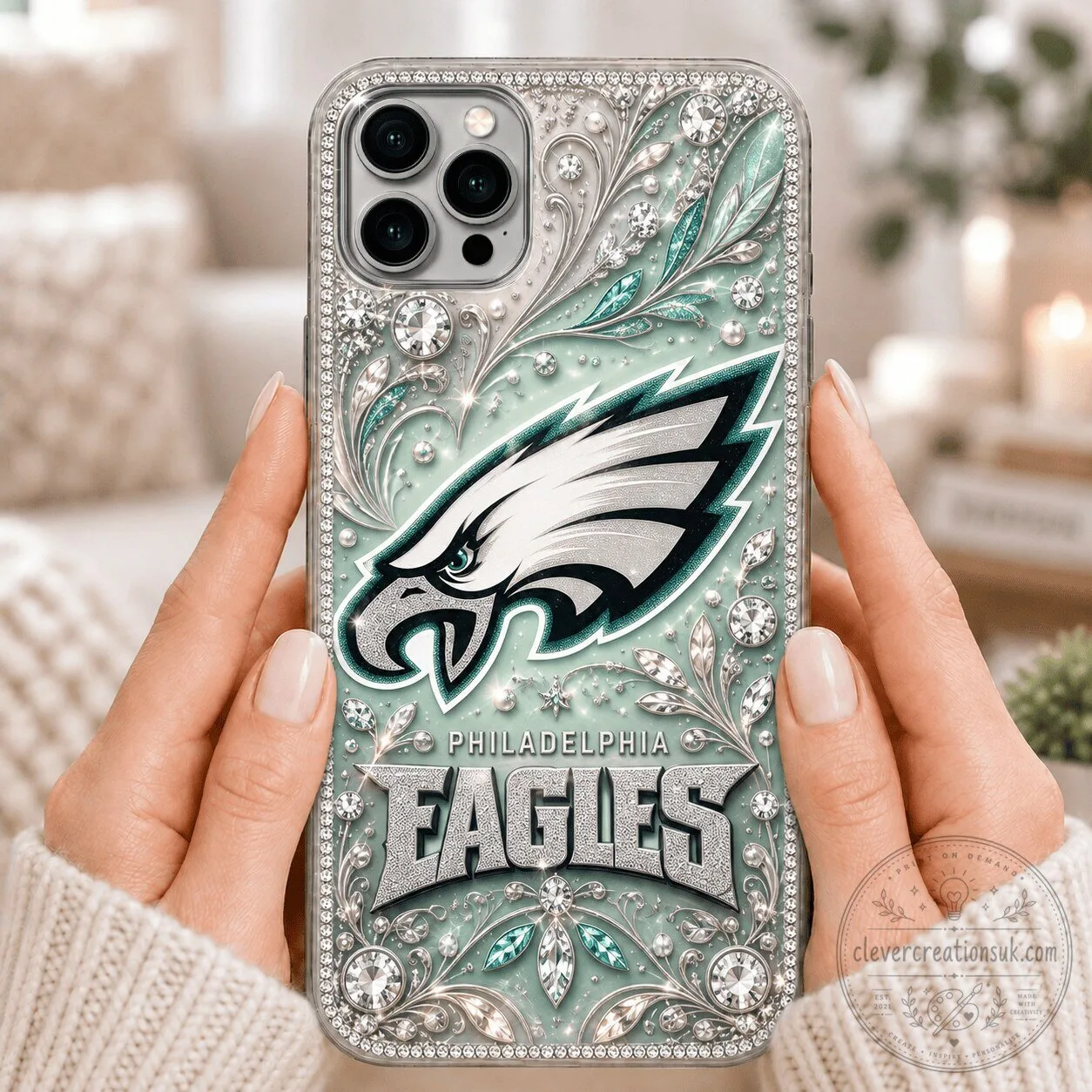 Philadelphia Eagles Fan Sparkling Rhinestone Design Phone Case