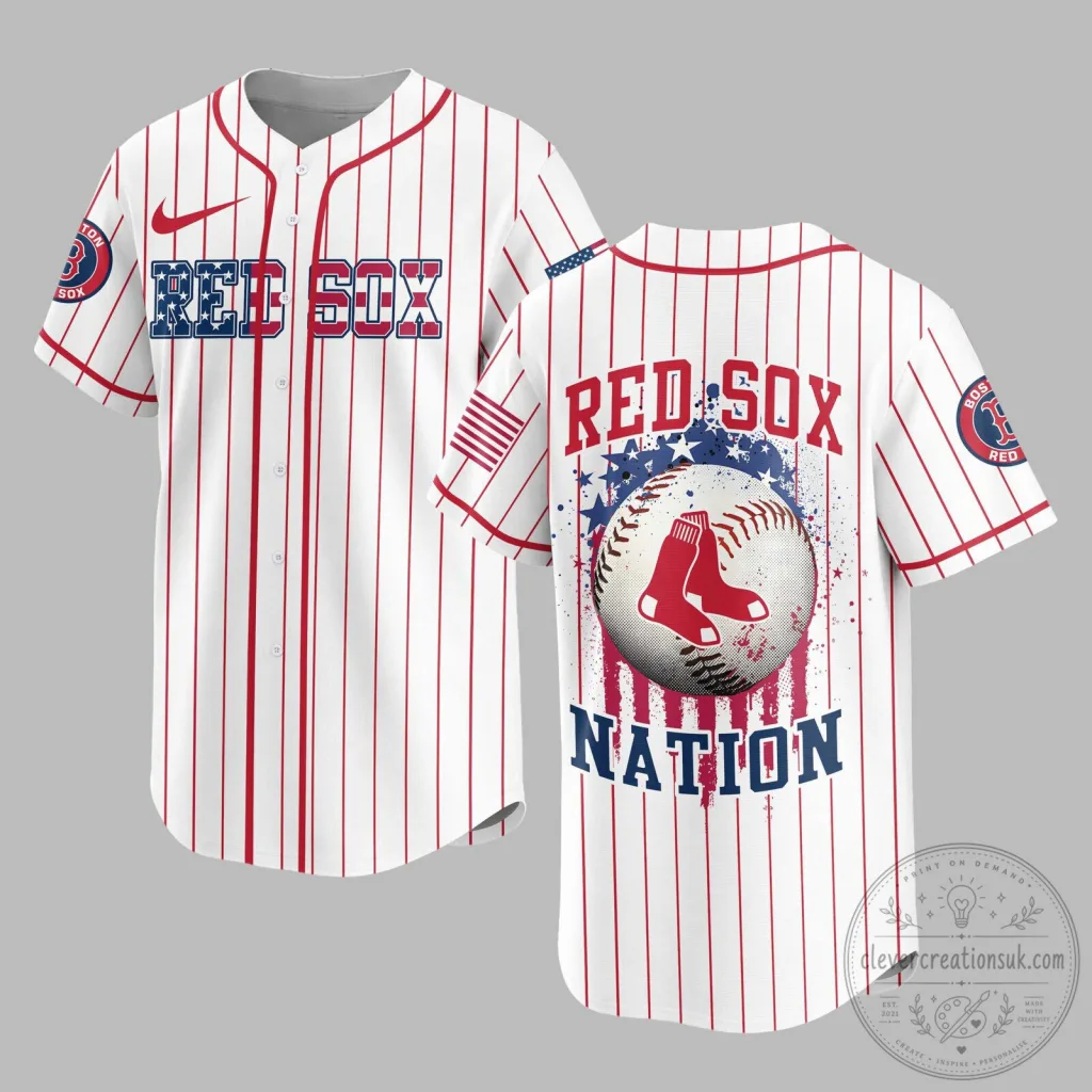 Boston Red Sox Baseball Nation Striped Premium Baseball Jersey