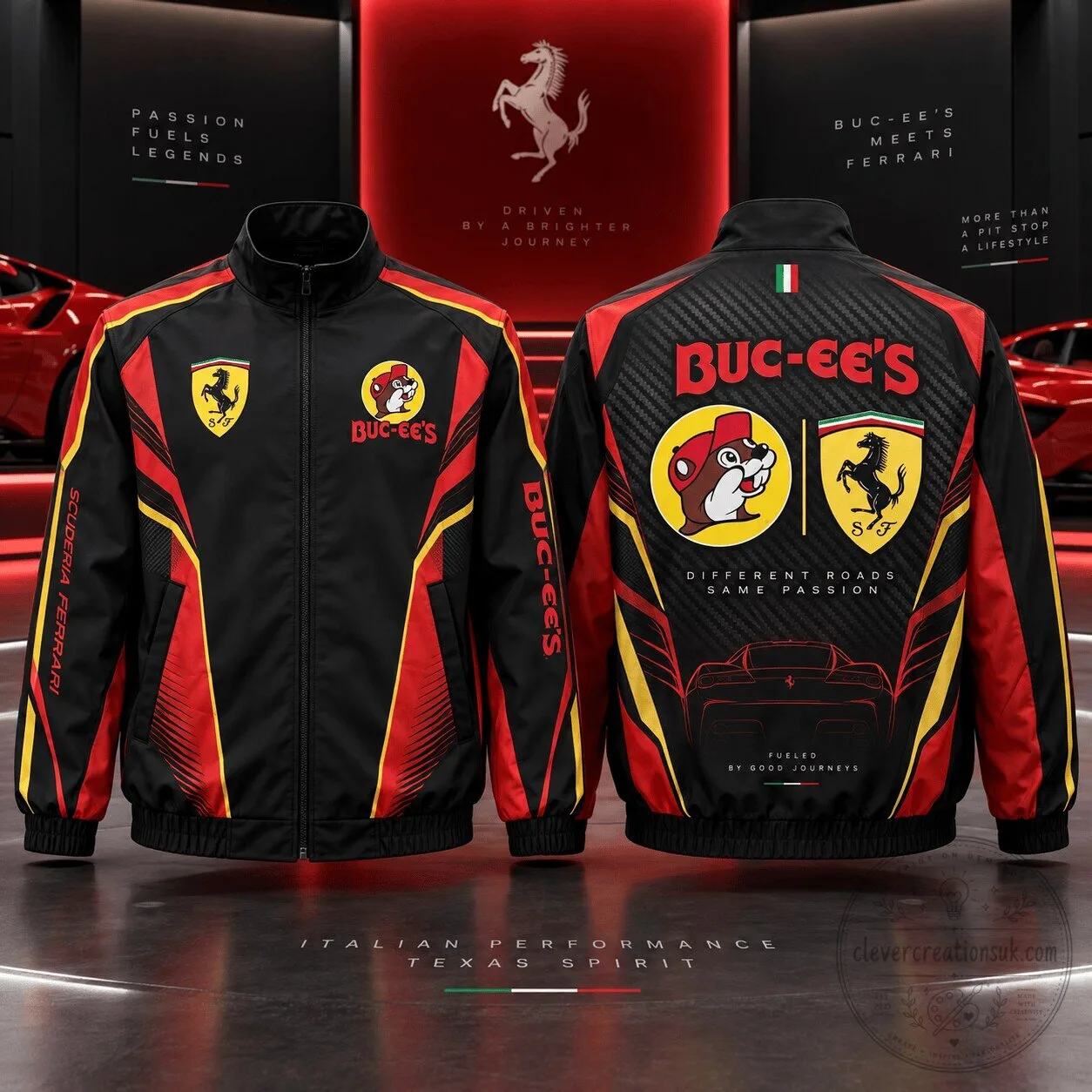 Buc-ee's Ferrari Racing Fan Apparel Full Zip Jacket Sports Car Enthusiast Gift