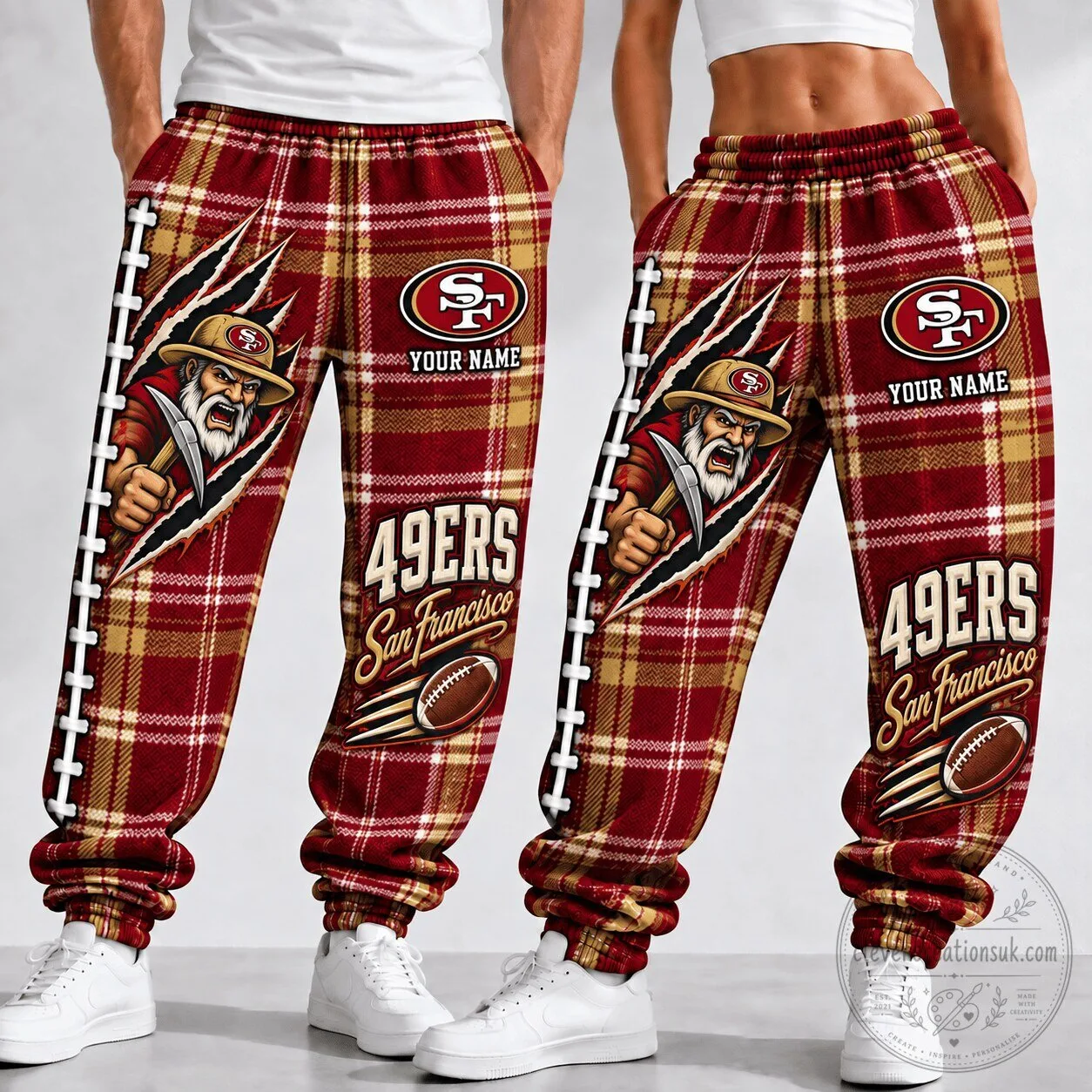 San Francisco 49ers NFL Custom Name Plaid Football Team Pants