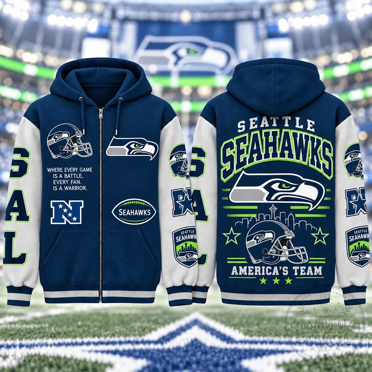 Seattle Seahawks Football Team Full-Zip Hoodie for Men and Women