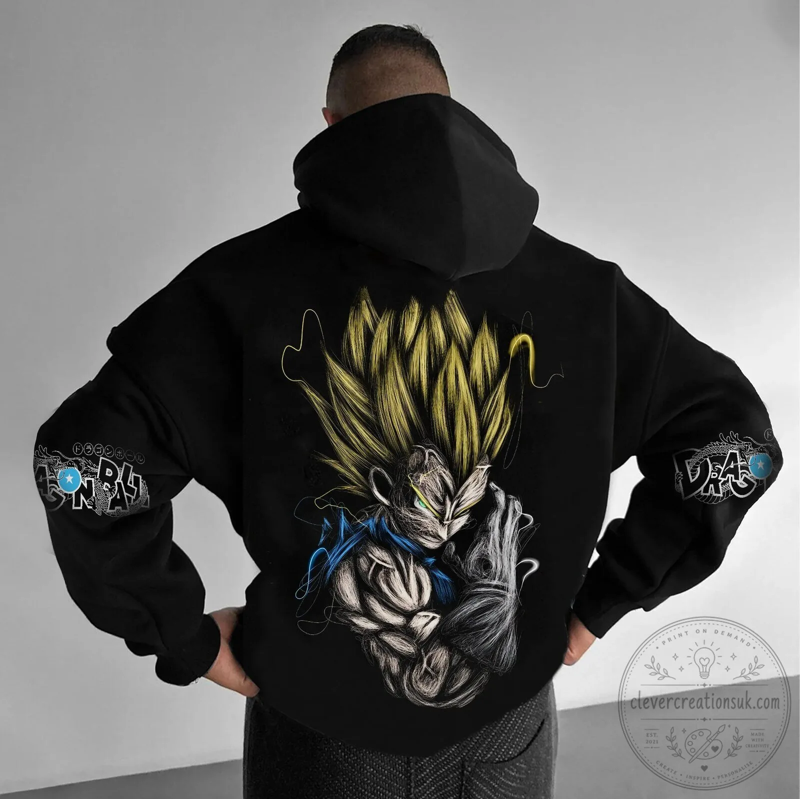 Dragon Ball Z Super Saiyan Vegeta Anime Character Black Hoodie