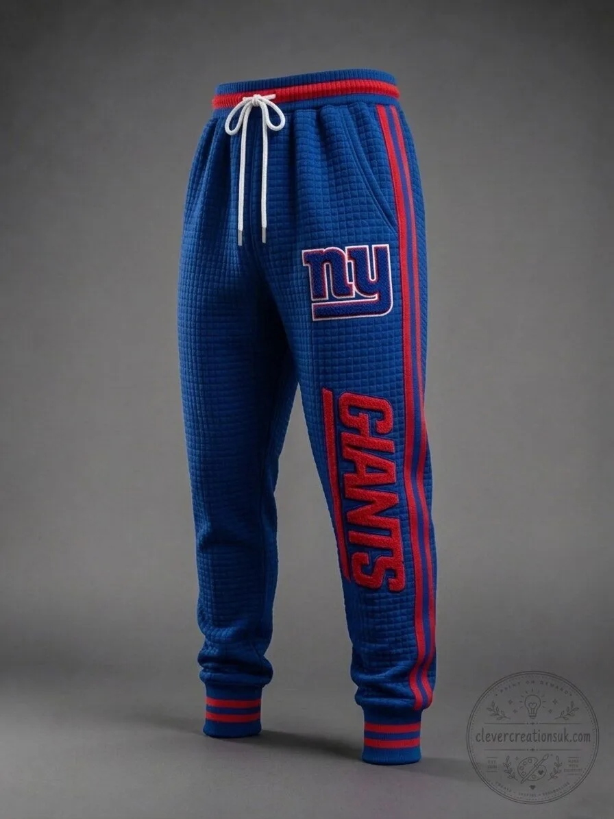New York Giants Blue Textured Waffle Knit Sweatpants with Letter Print