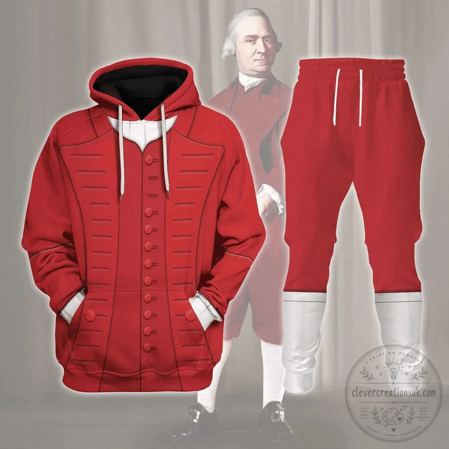 Samuel Adams Founding Father Costume All-Over Print Hoodie and Sweatpants Set