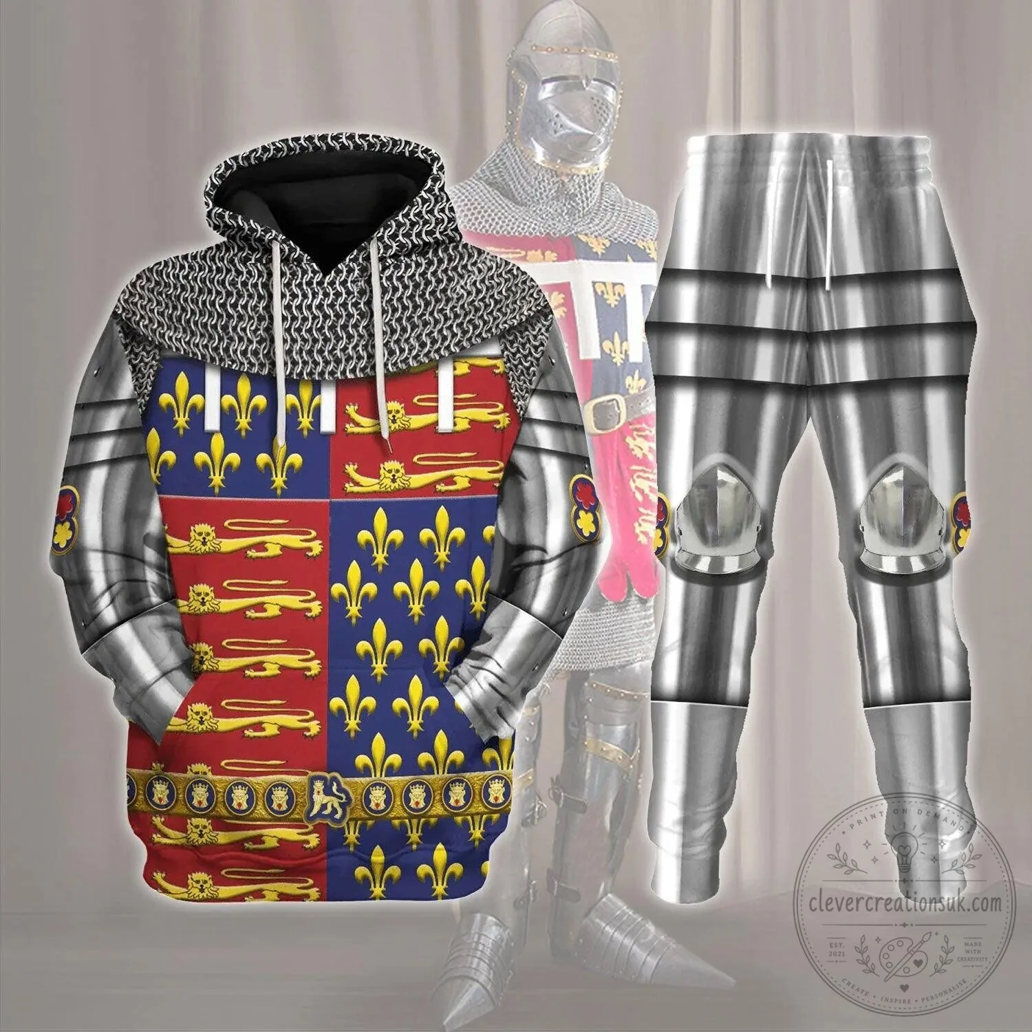 Edward The Black Prince Armor Costume Medieval Knight Hoodie