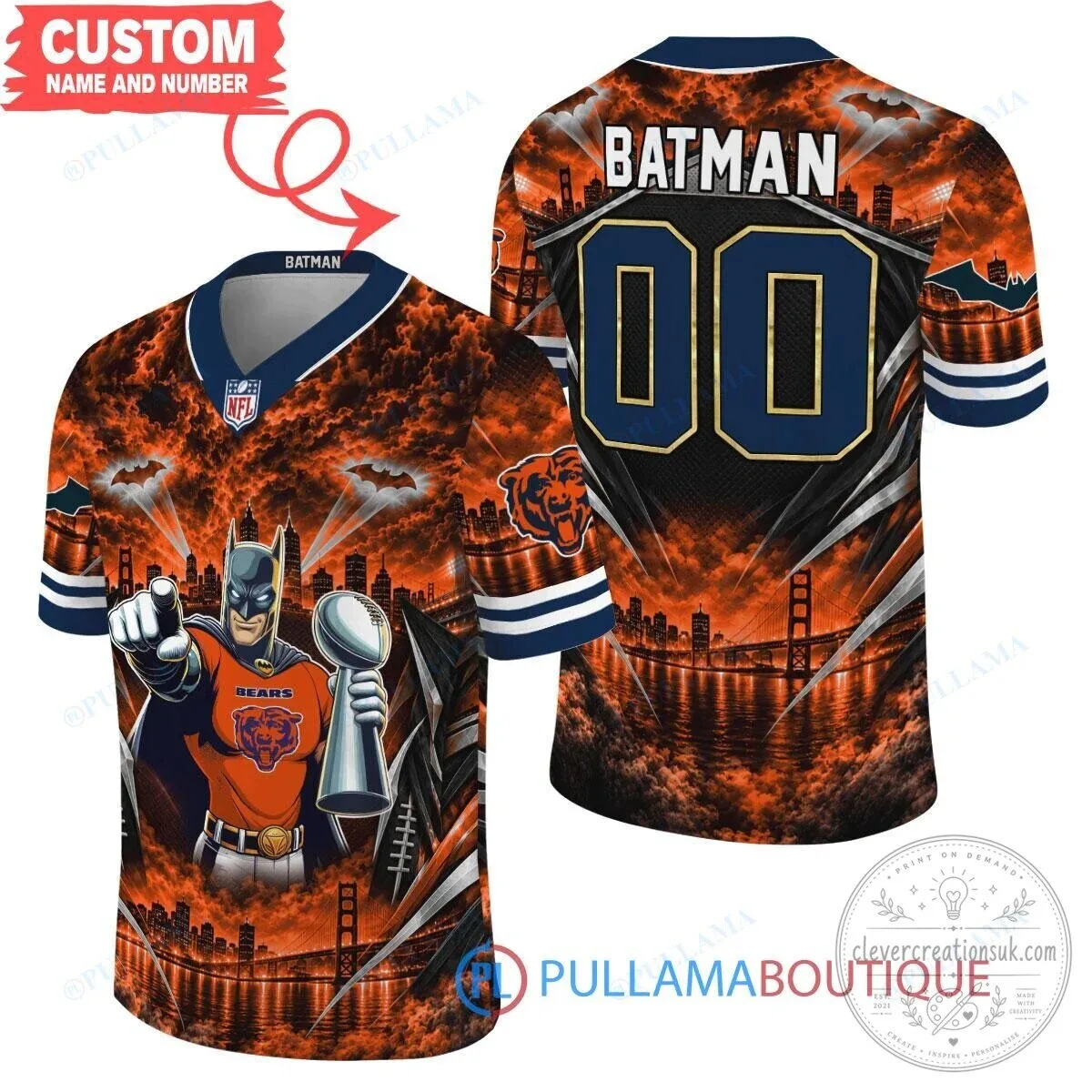 Chicago Bears Batman Super Bowl Trophy Football Jersey
