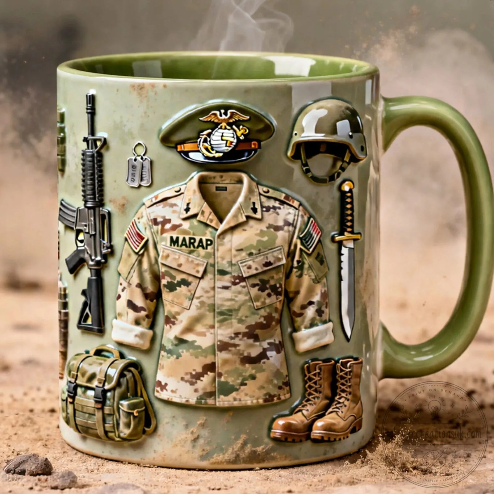 Personalized Veteran Military Uniform Camouflage Coffee Mug