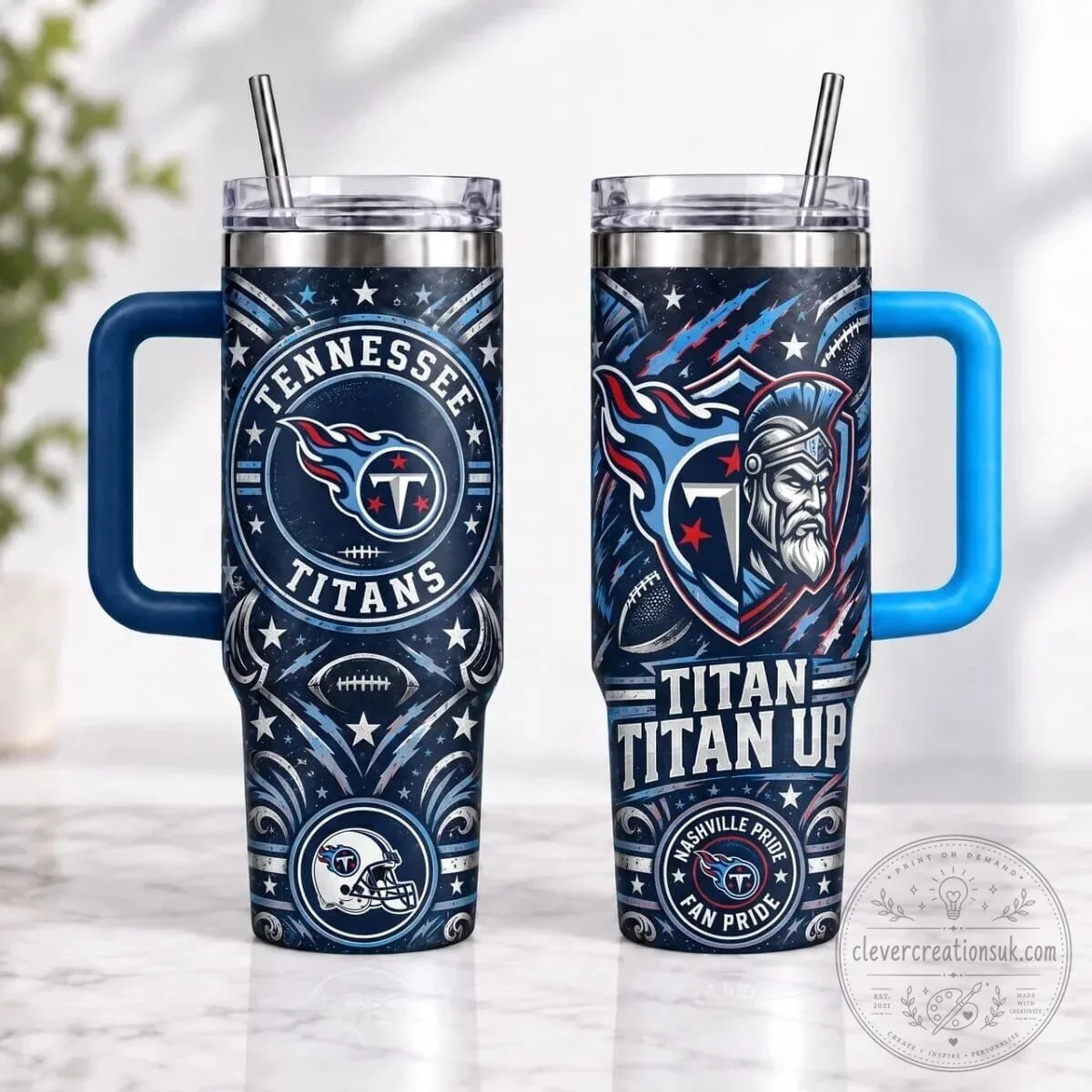 Tennessee Titans Football Team Logo Insulated Stainless Steel Tumbler with Handle
