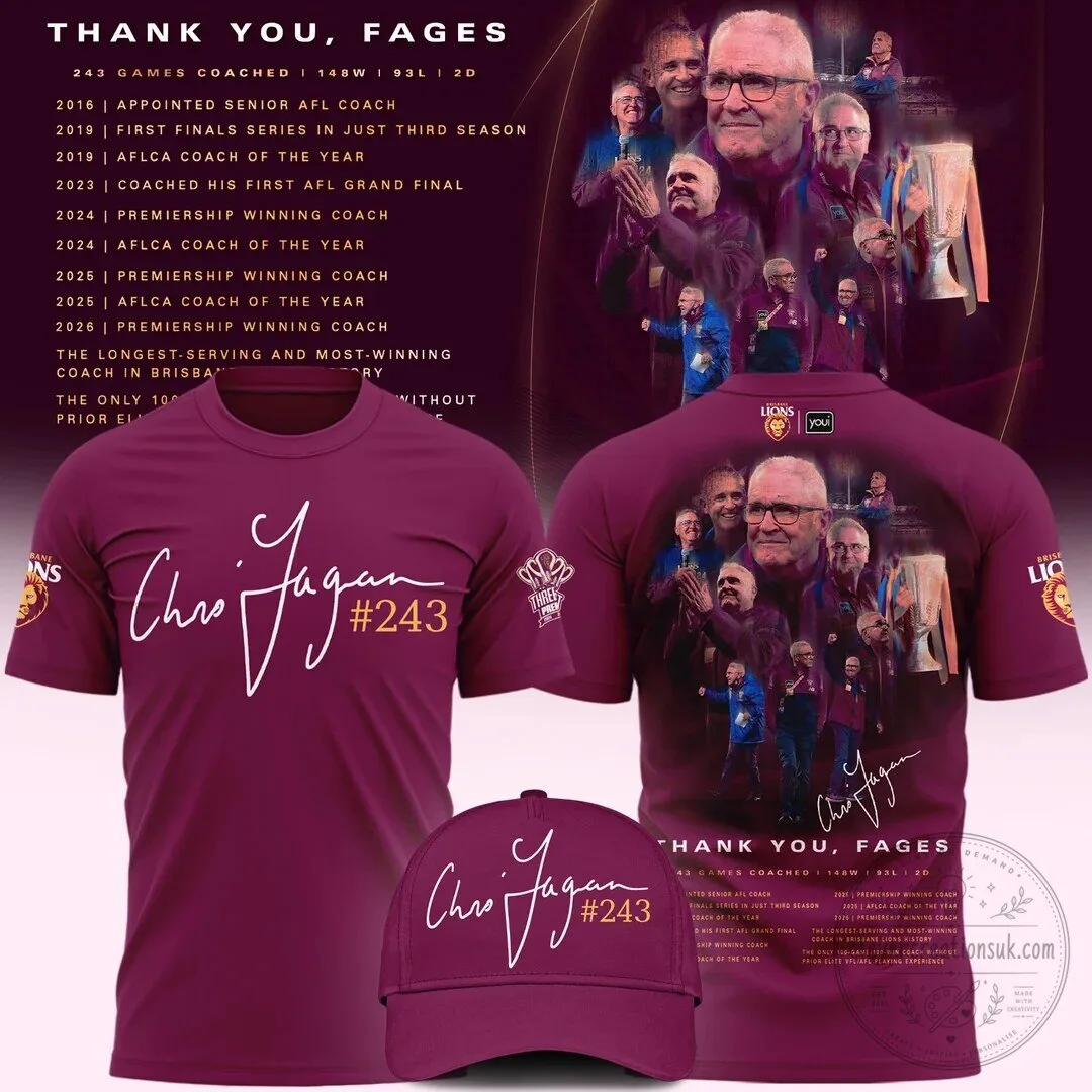 Brisbane Lions Chris Fagan Coach Thank You 243 Games Commemorative T-Shirt
