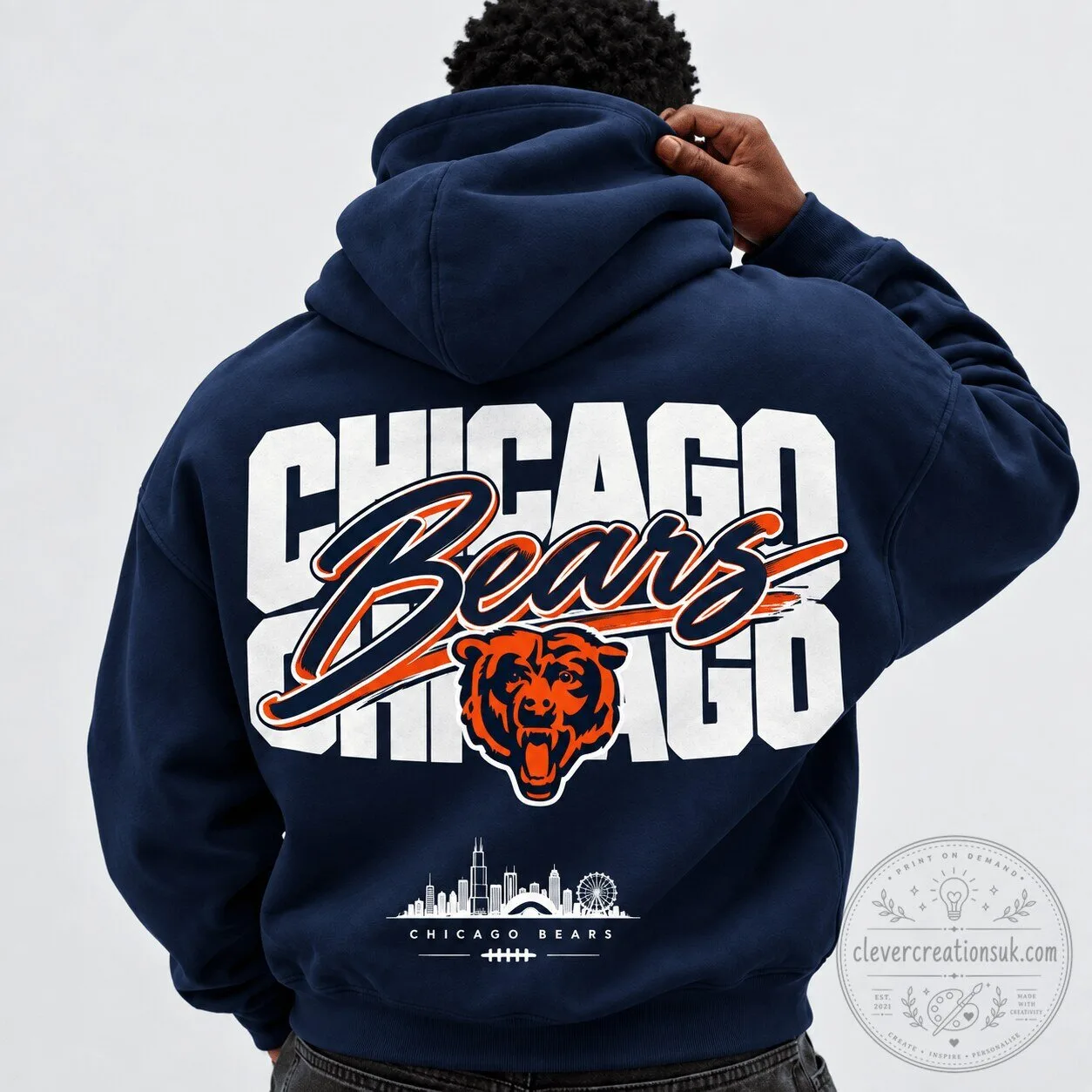 Chicago Bears National Football League Navy Blue Team Logo Hoodie