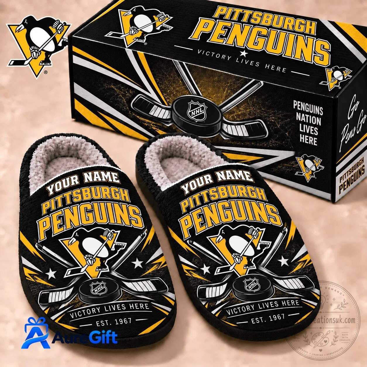 Pittsburgh Penguins NHL Personalized Slippers for Hockey Fans