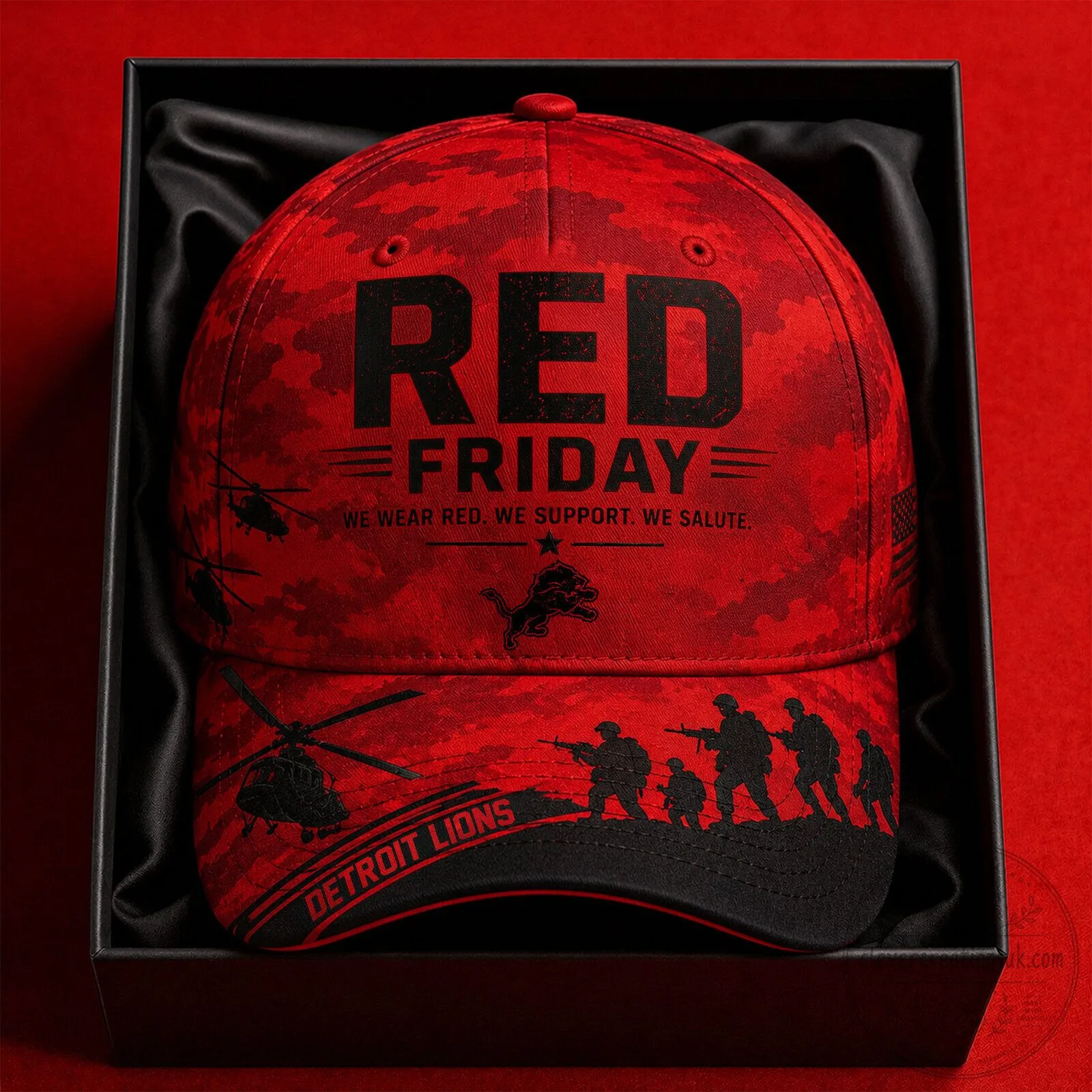 Detroit Lions Camouflage Cap Hat for Military Support on Red Friday