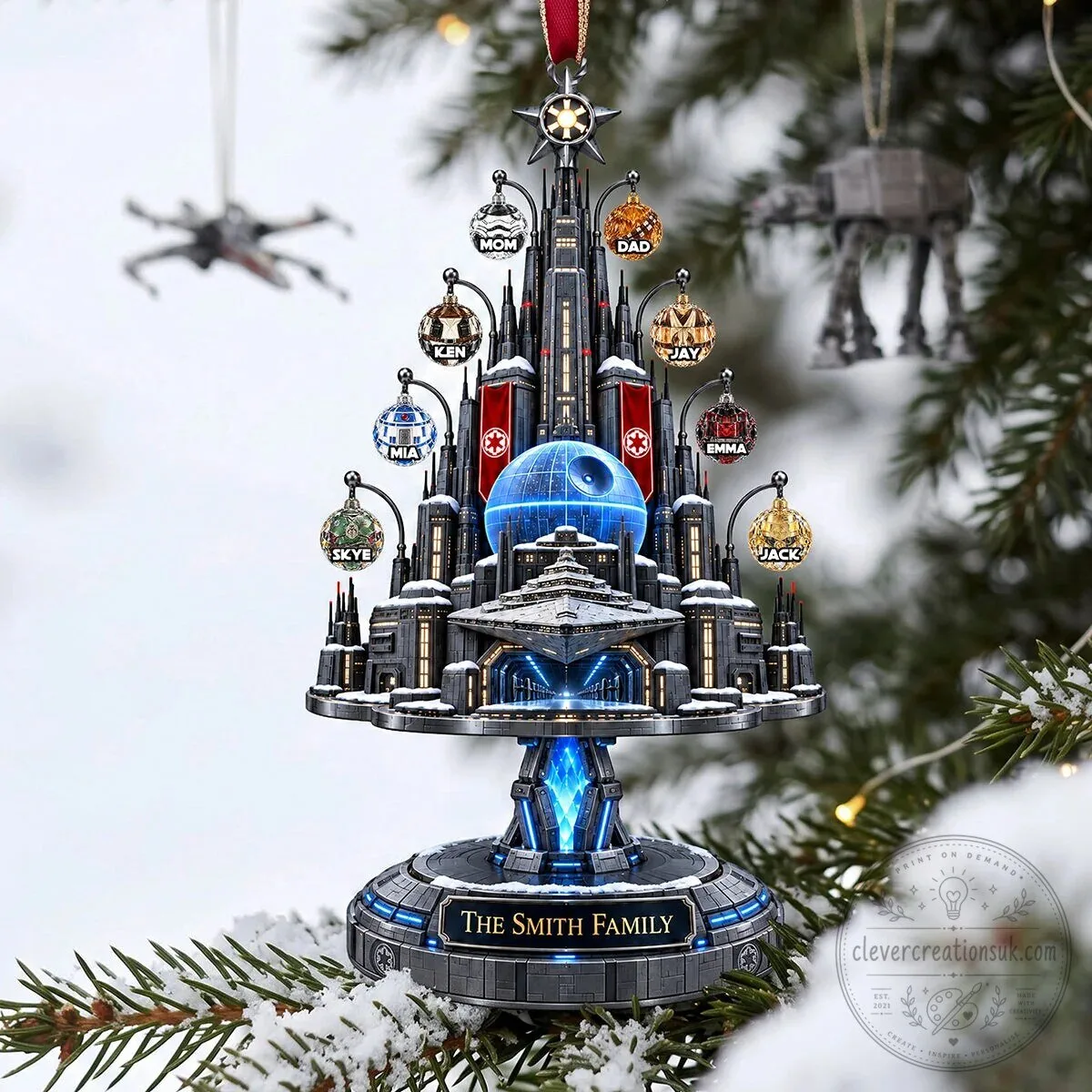 Star Wars Death Star Christmas Tree Ornament Personalized Family 8 Star Wars Death Star Christmas Tree Ornament Personalized Family