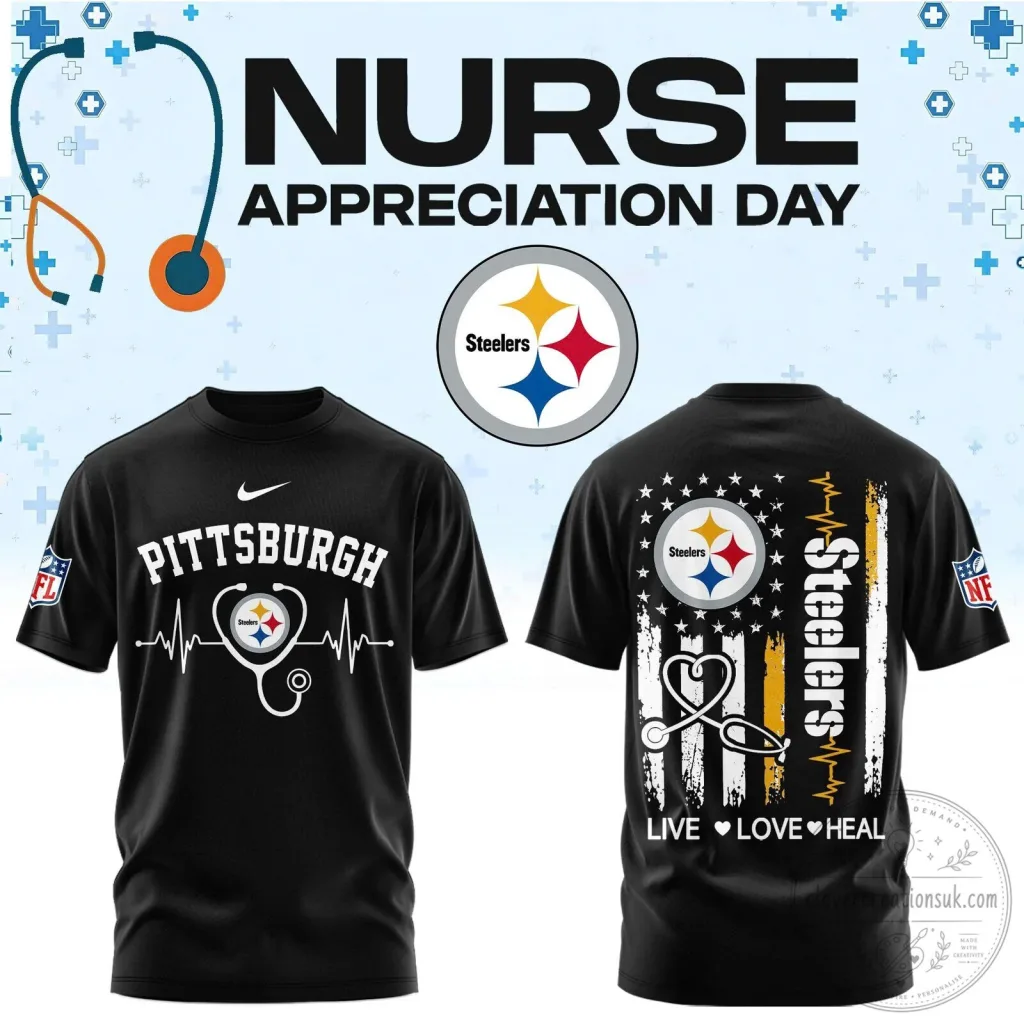 Pittsburgh Football Nurse Appreciation Day Black T-Shirt
