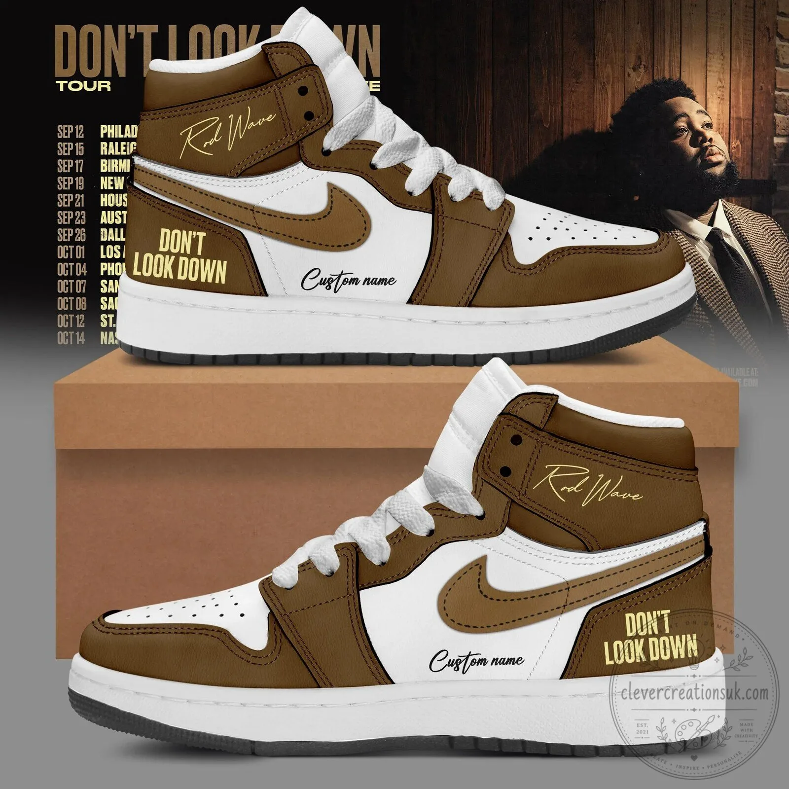 Rod Wave Don't Look Down 2026 Tour Personalized Premium High-Top Sneakers