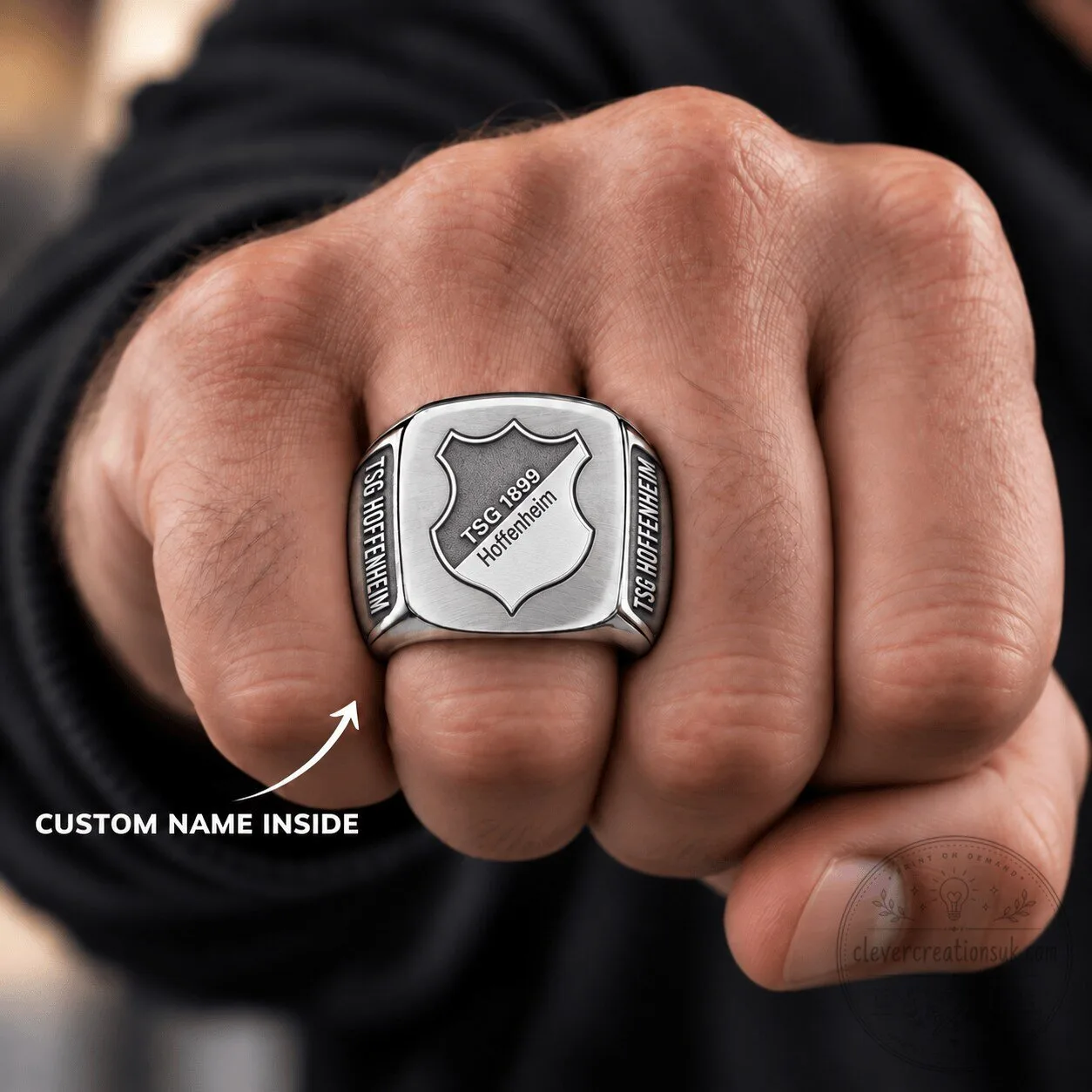 TSG Hoffenheim Bundesliga Men's Ring with Custom Name Engraving for Football Fans