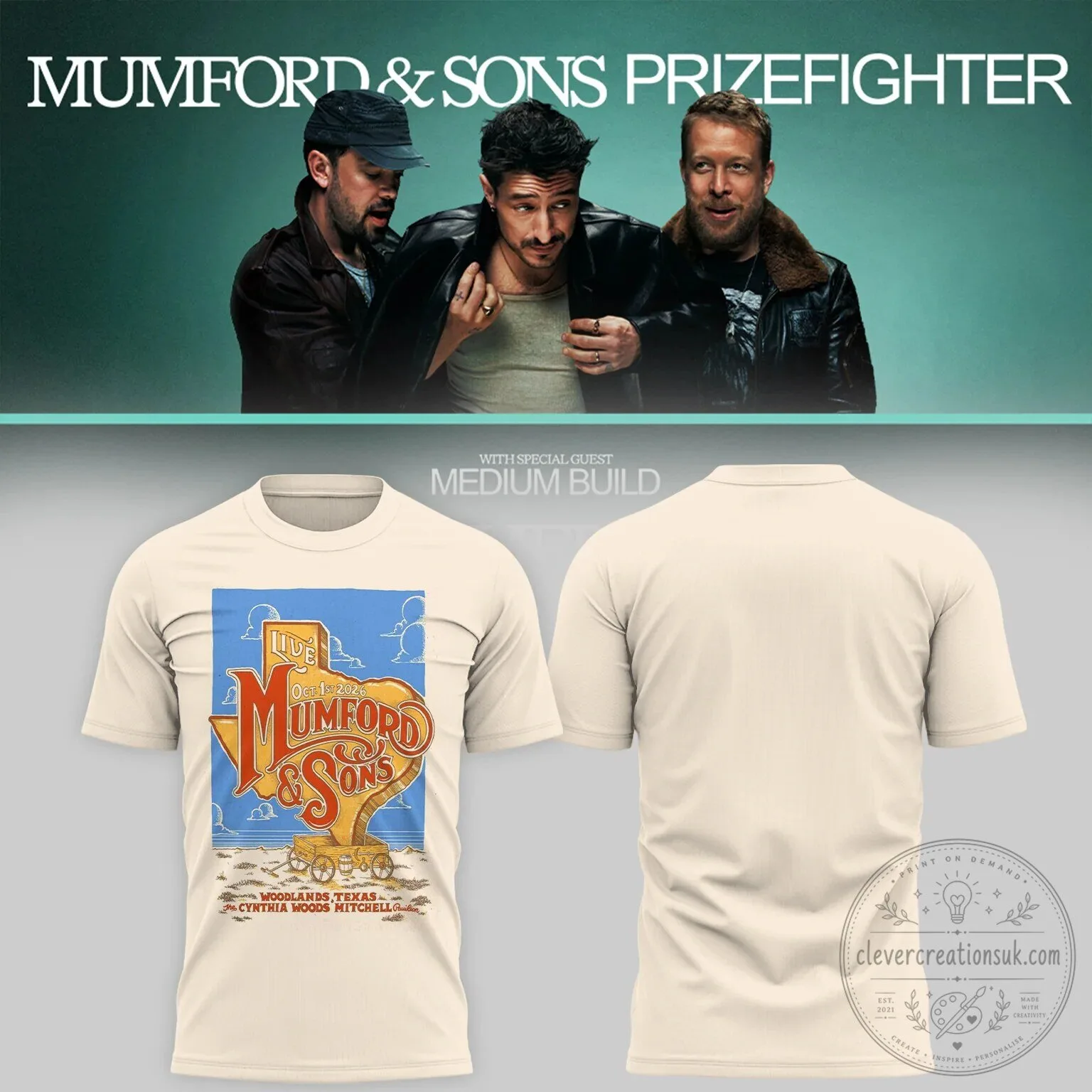 Mumford And Sons T-Shirt Featuring The Woodlands Texas Concert Event Poster