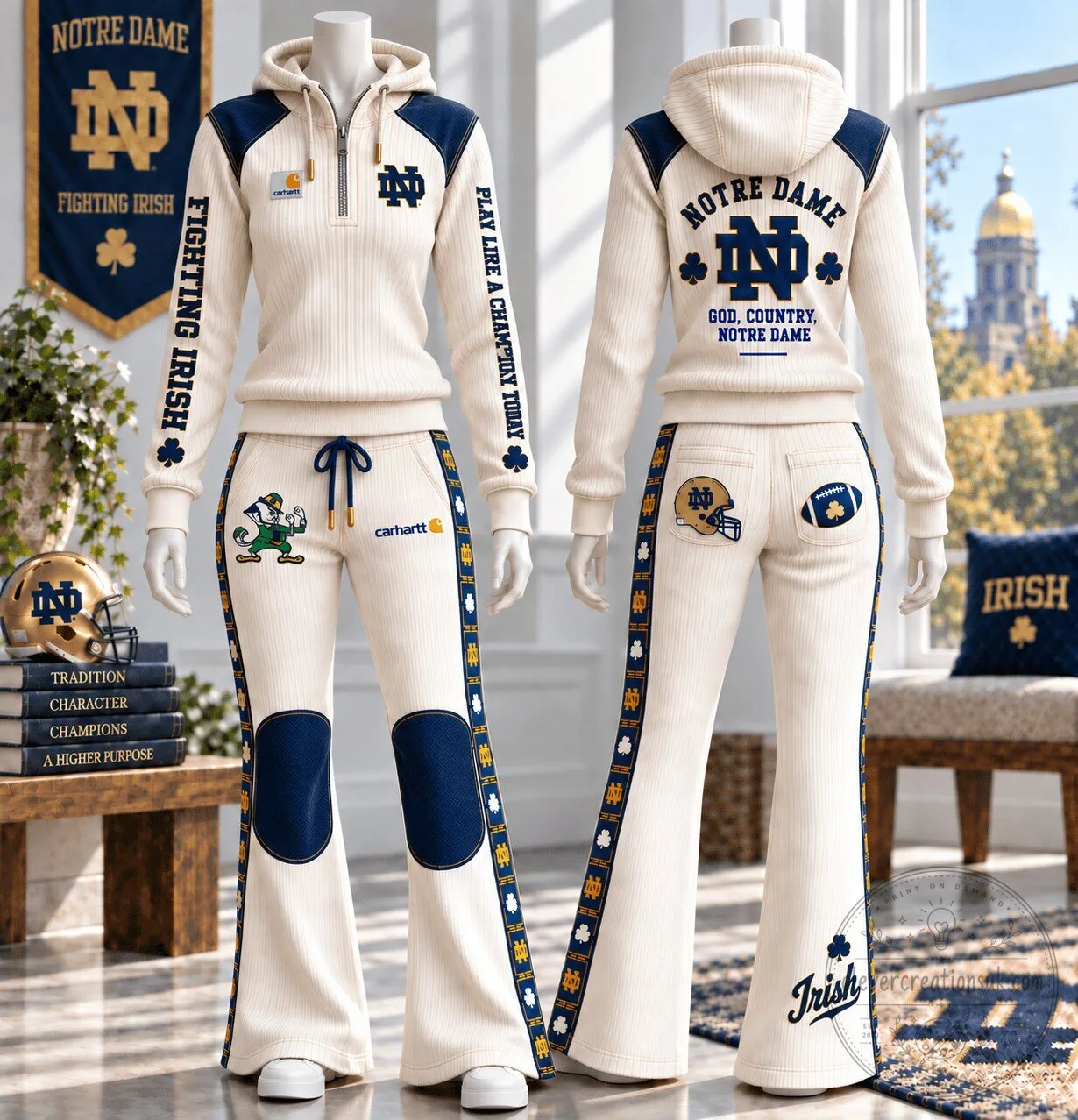 Notre Dame Fighting Irish Womens Hoodie and Flare Pants Set