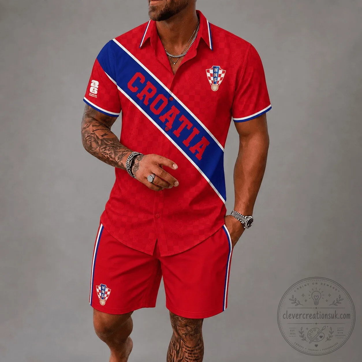 Croatia National Football Team Fan Hawaiian Shirt and Shorts Set