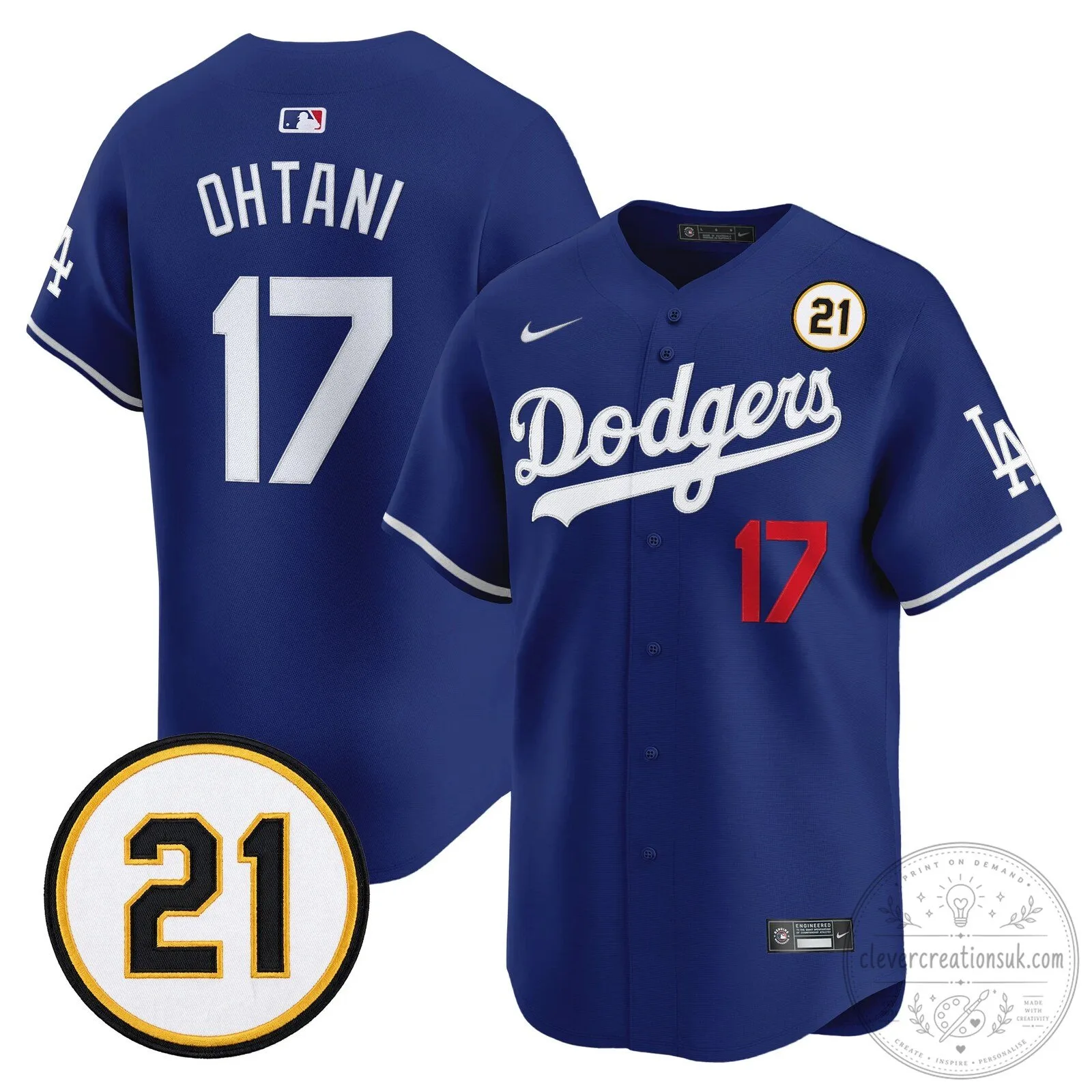 Shohei Ohtani Number 17 Baseball Jersey from Los Angeles Dodgers