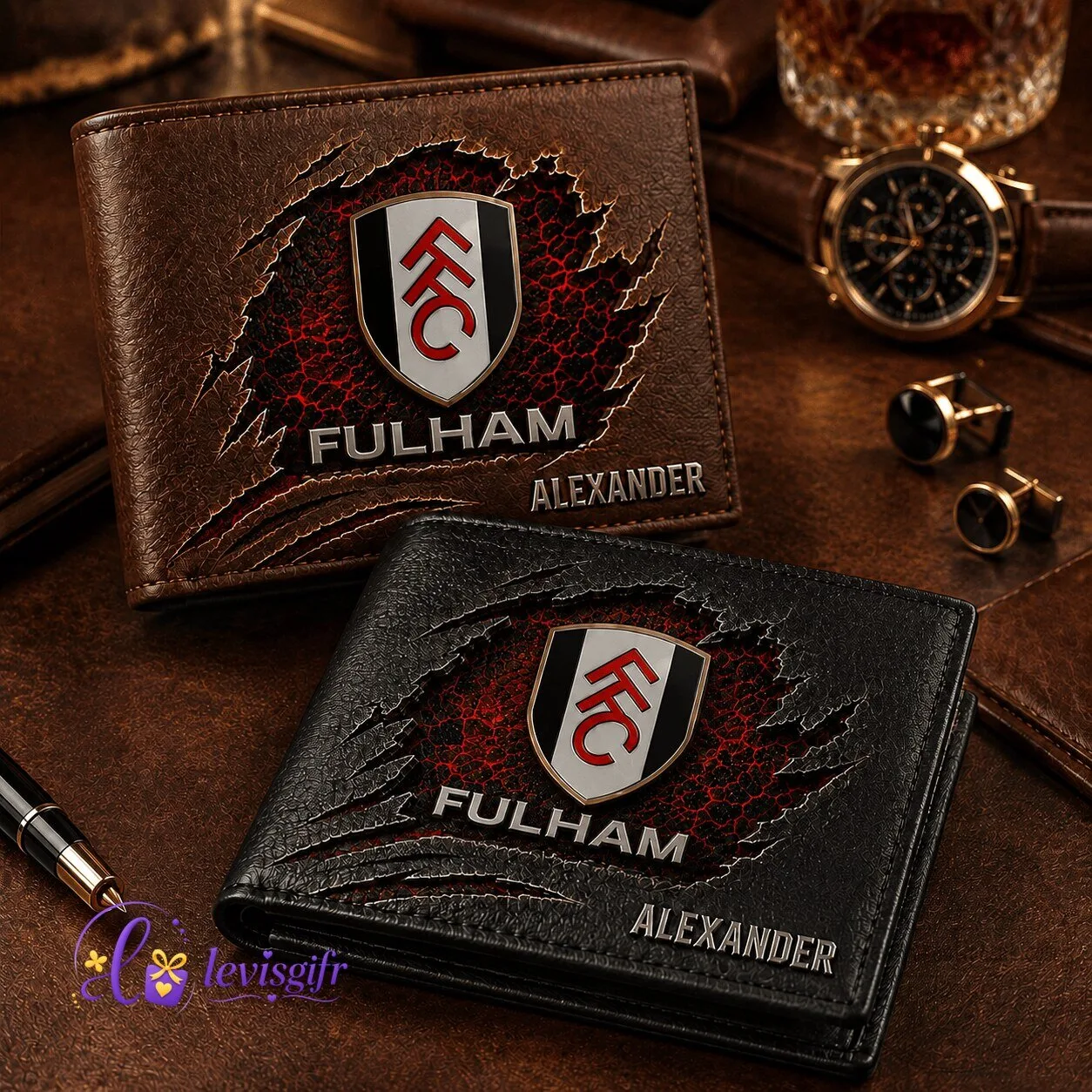 Fulham Football Club Personalized Leather Wallet for Men and Women