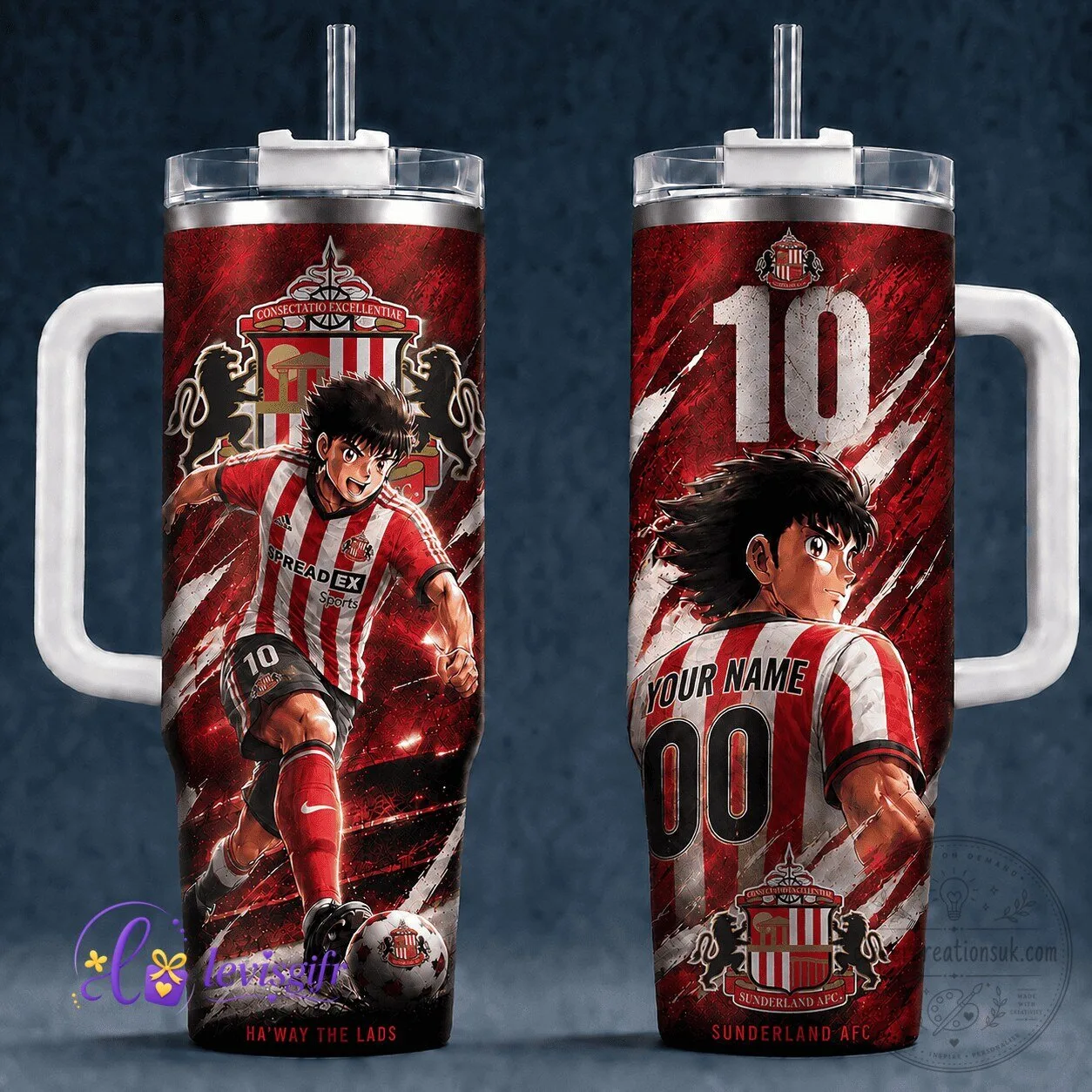 Sunderland AFC Football Club Captain Tsubasa Anime Character Stainless Steel Tumbler