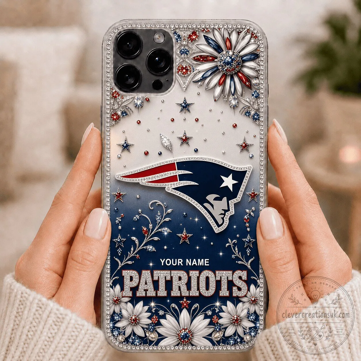New England Patriots Custom Name Bling Design Phone Case
