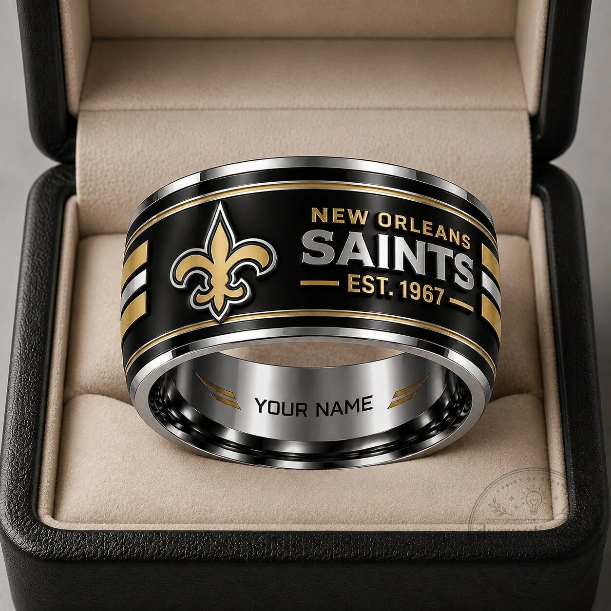 New Orleans Saints Personalized Gold Fleur De Lis NFL Football Team Ring