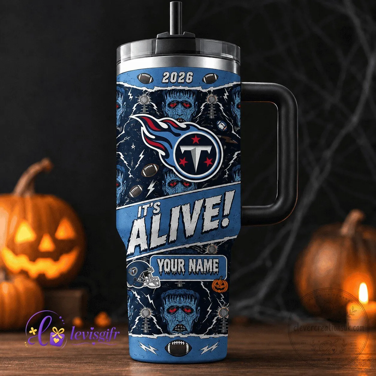 Tennessee Titans Halloween It's Alive Personalized Football Fan Tumbler