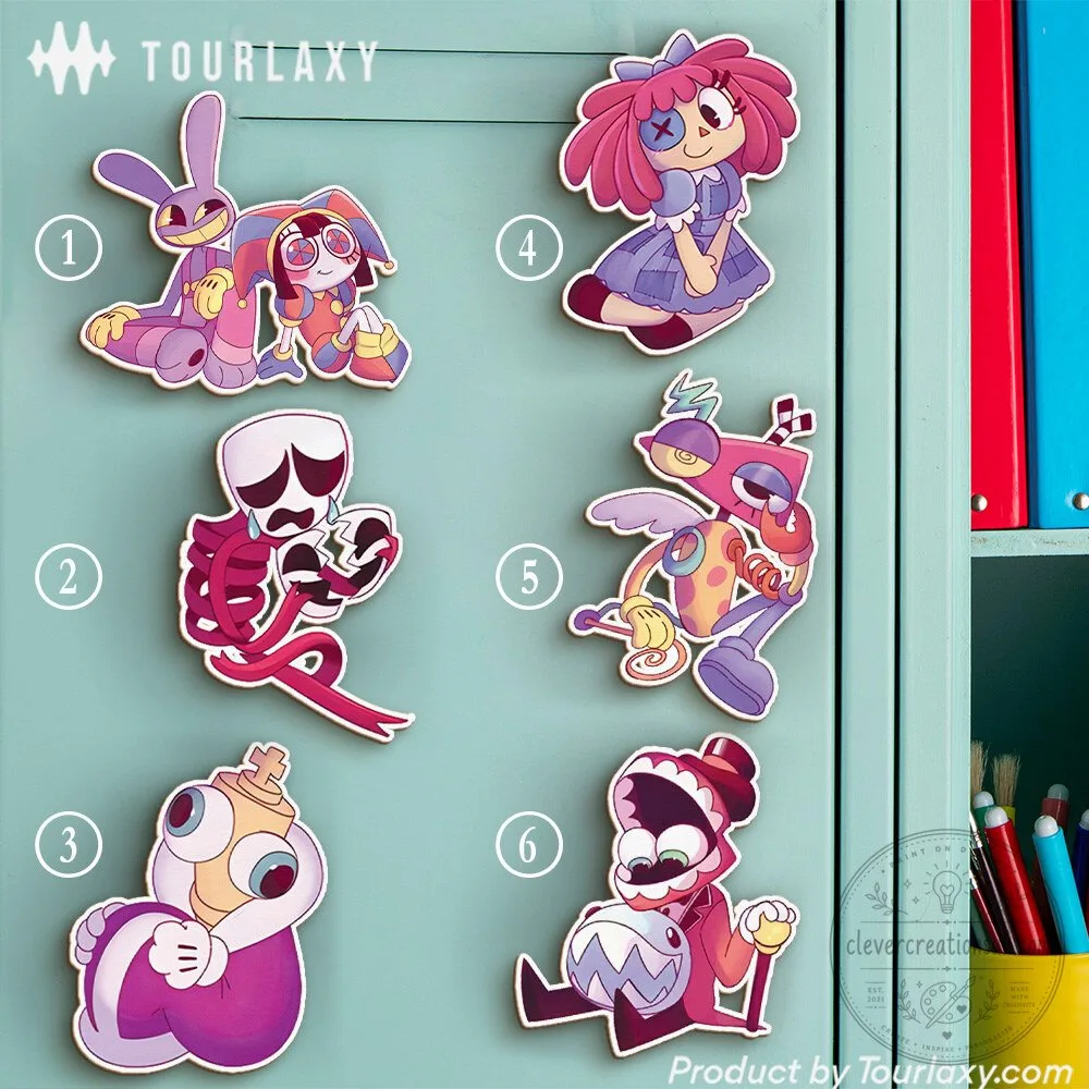 The Amazing Digital Circus Halloween Character Wooden Magnet Set