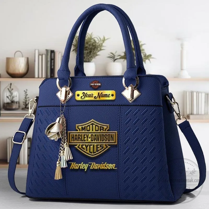 Harley-Davidson Custom Name Blue Leather Women's Handbag