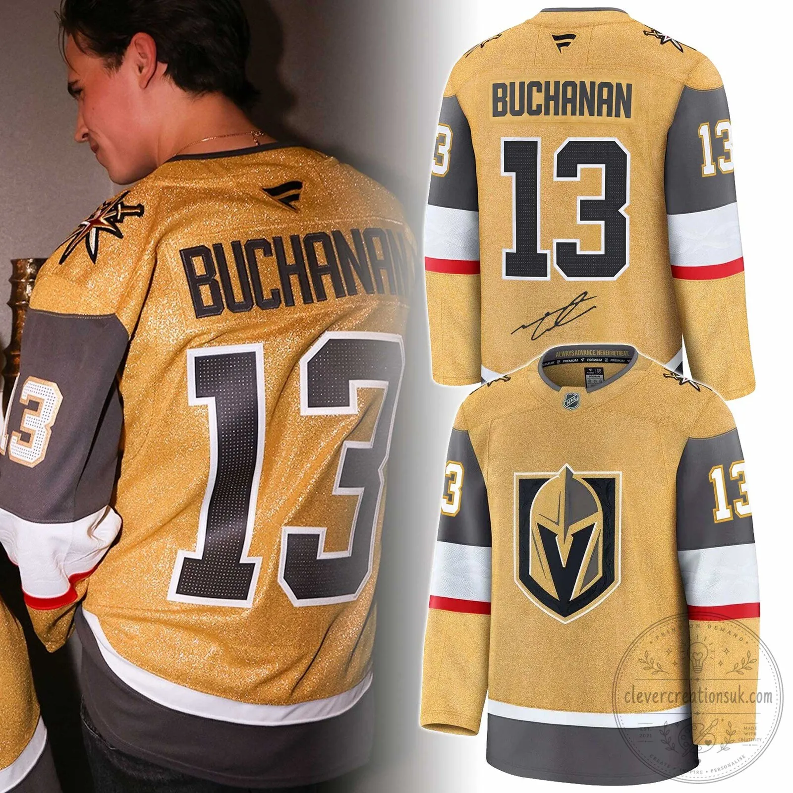 Tanner Buchanan Las Vegas Golden Knights Gold Hockey Jersey