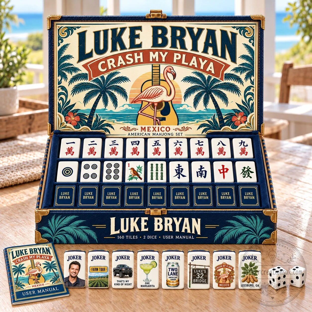 Luke Bryan Crash My Playa American Mahjong Game Set with 160 Tiles
