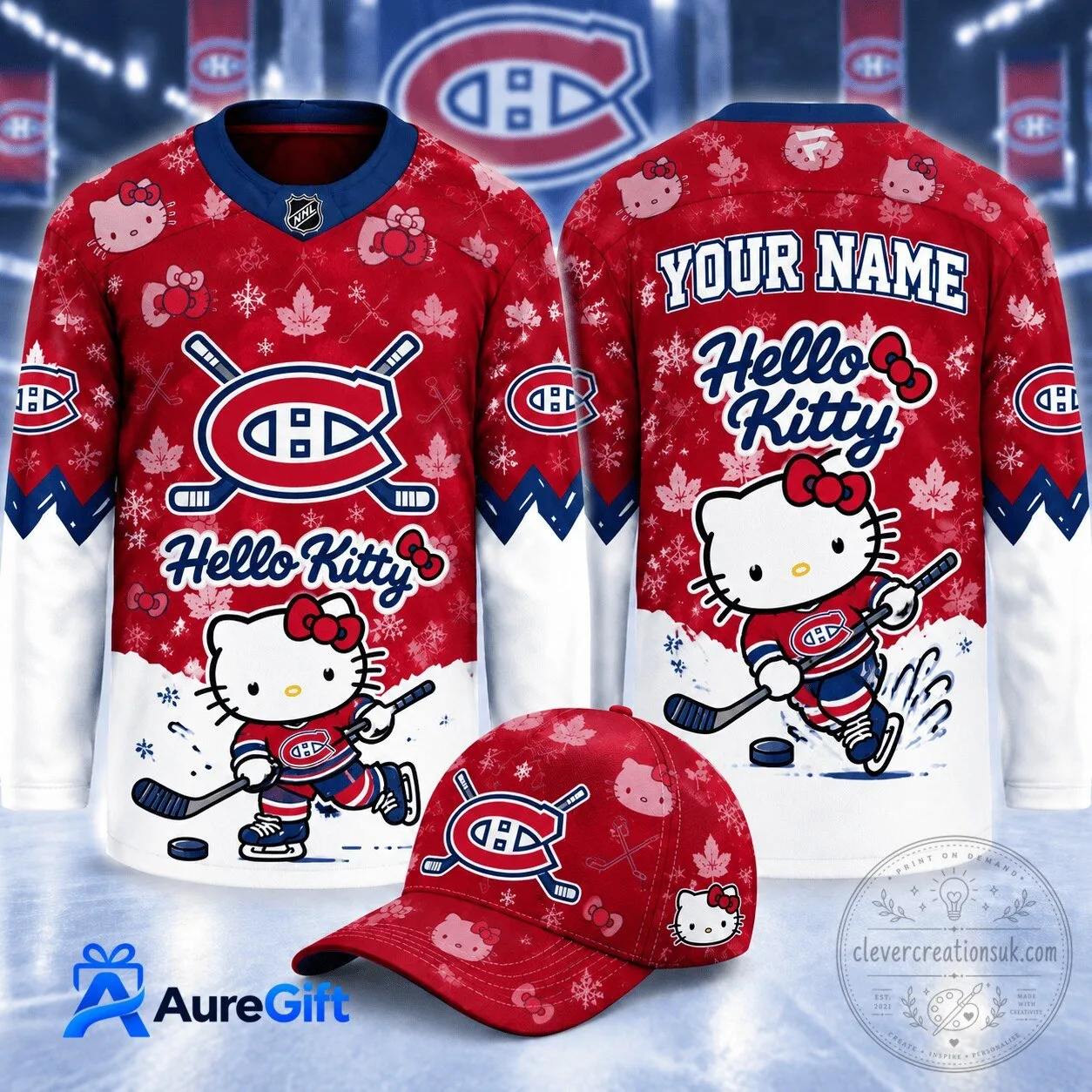 Hello Kitty Montreal Canadiens NHL Ice Hockey Personalized Jersey
