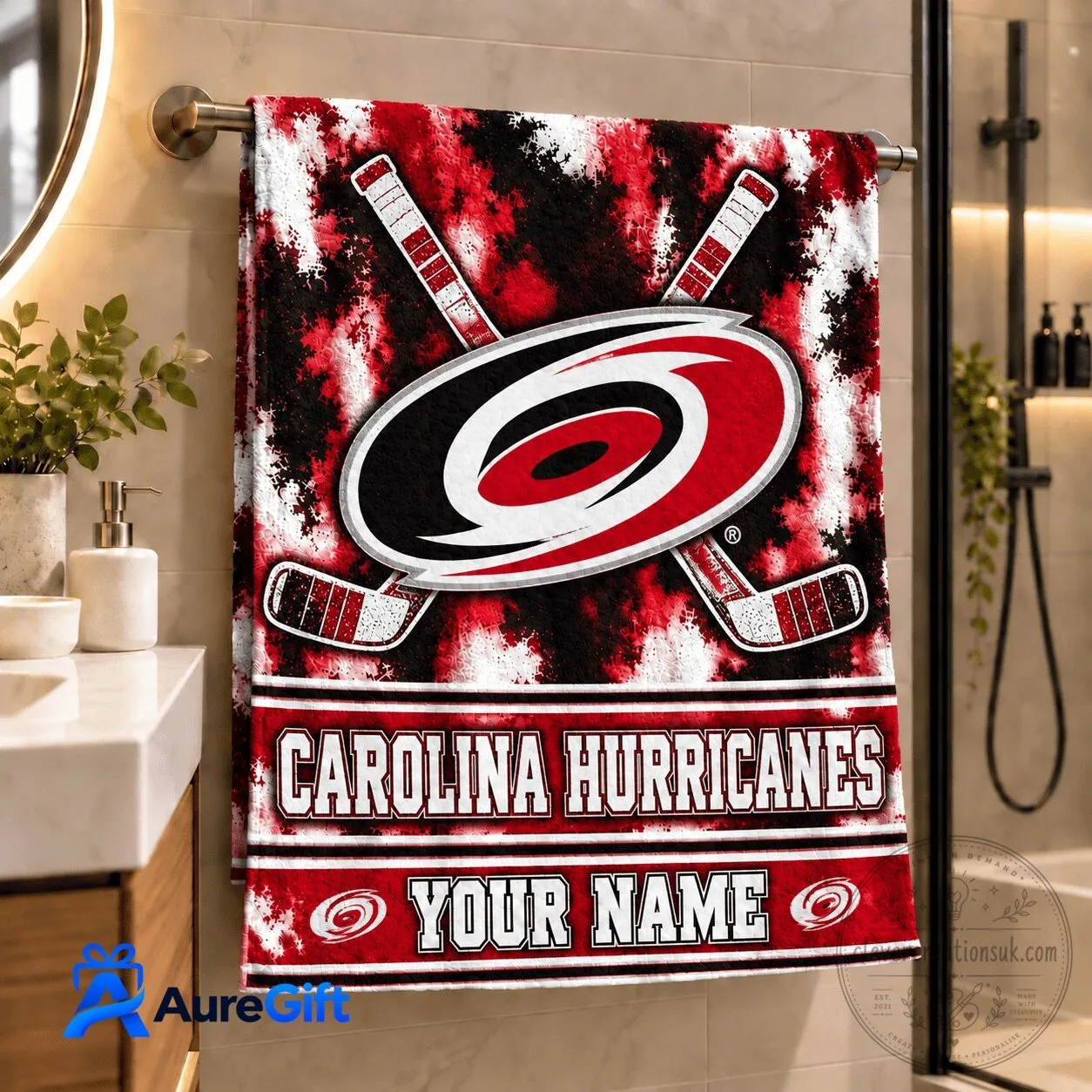 Carolina Hurricanes NHL Hockey Team Personalized Bath Towel for Sports Fans