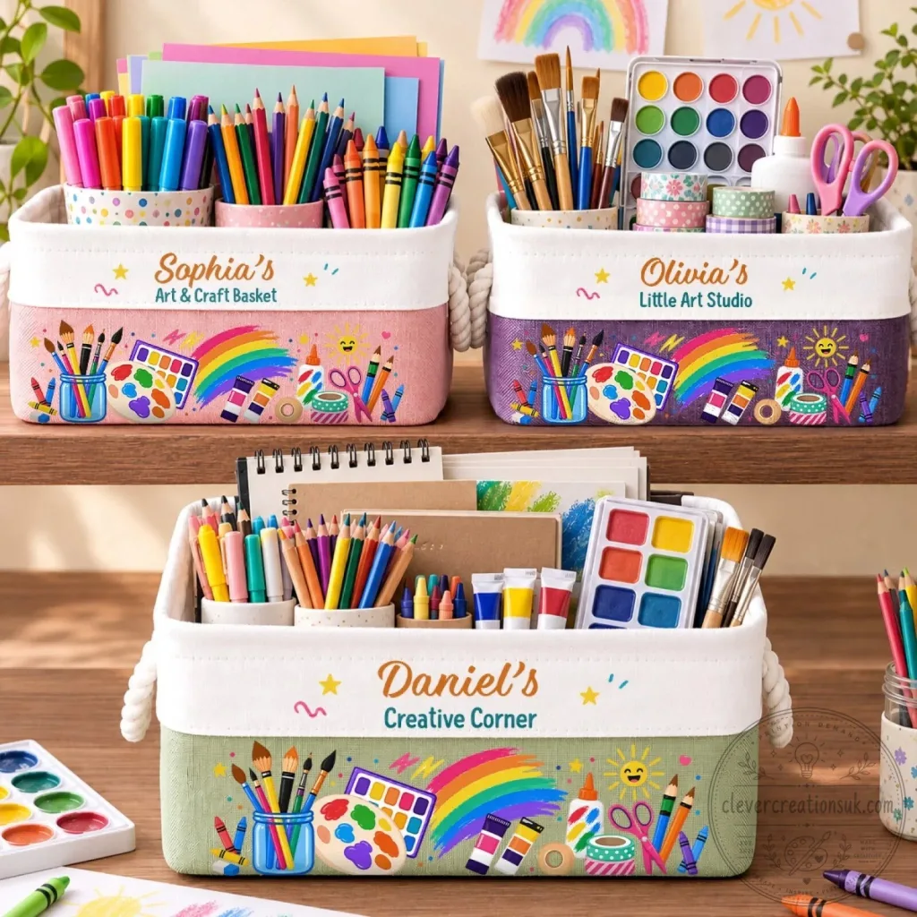 Personalized Kids Art and Craft Supplies Storage Basket Personalized Kids Art and Craft Supplies Storage Basket