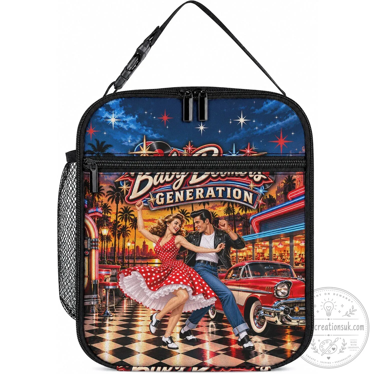 Baby Boomers Generation Vintage 1950s Diner Rock and Roll Lunch Bag