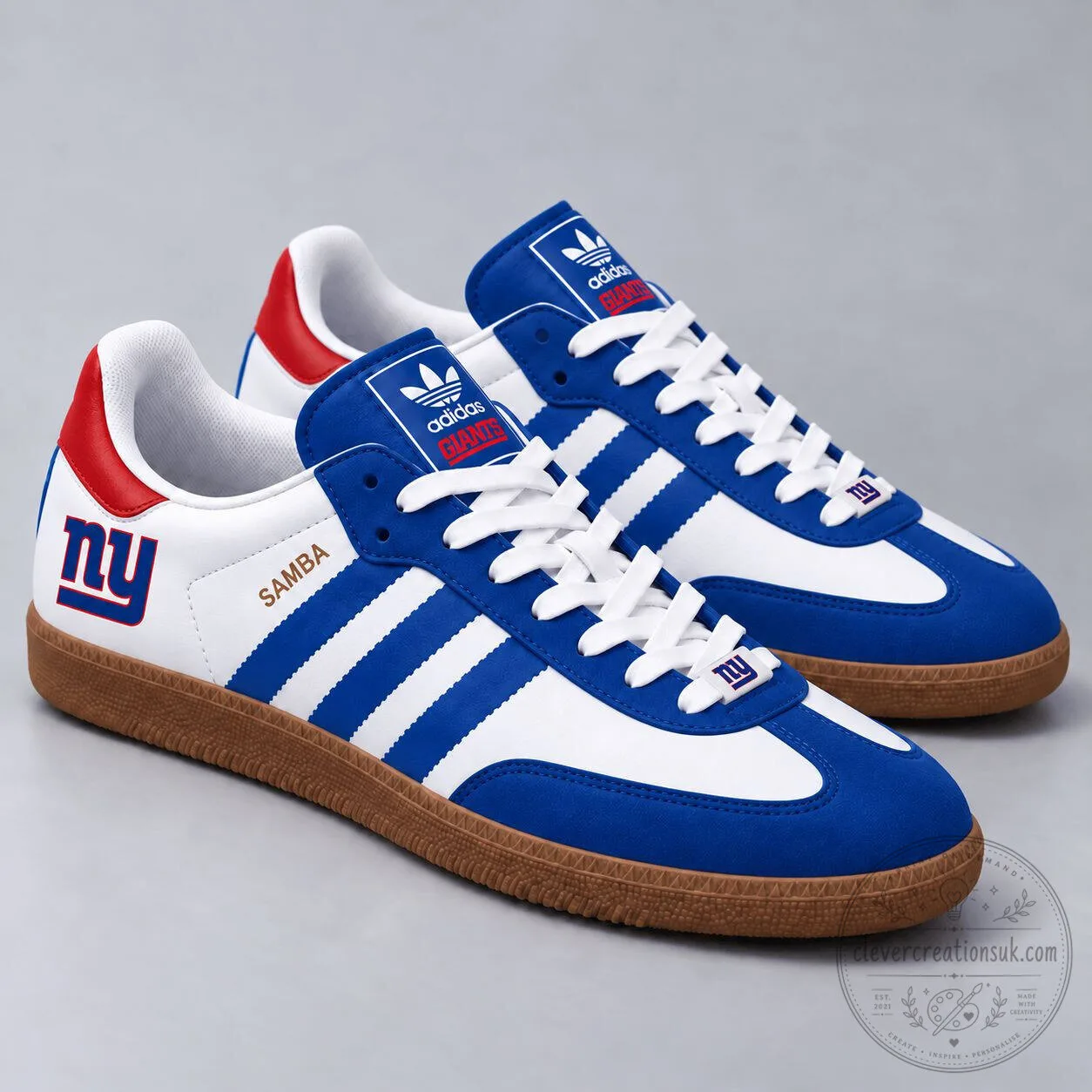 New York Giants NFL Team Logo Blue and White Samba Style Sneakers Shoes