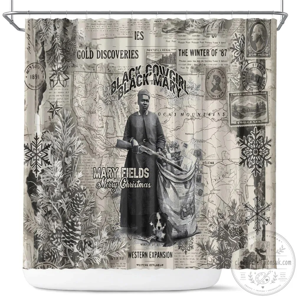 Mary Fields Black Cowgirl Vintage Western Christmas Shower Curtain