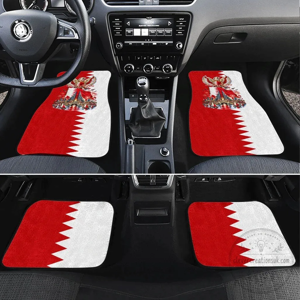 Bahrain National Day Flag Car Floor Mats Set of Four for Automobile Interior Decoration