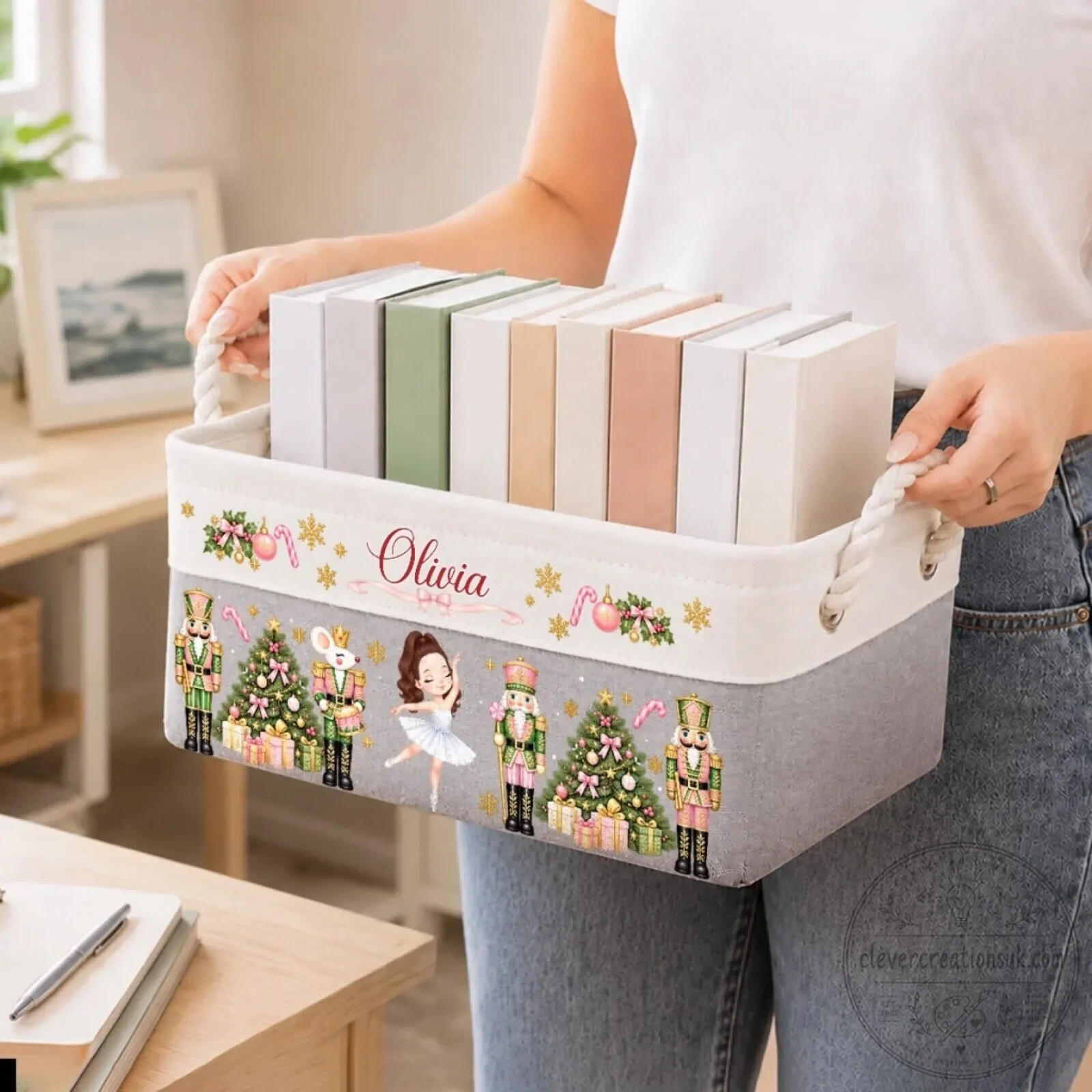 Personalized Nutcracker Ballerina Christmas Storage Basket for Girls 8 Personalized Nutcracker Ballerina Christmas Storage Basket for Girls