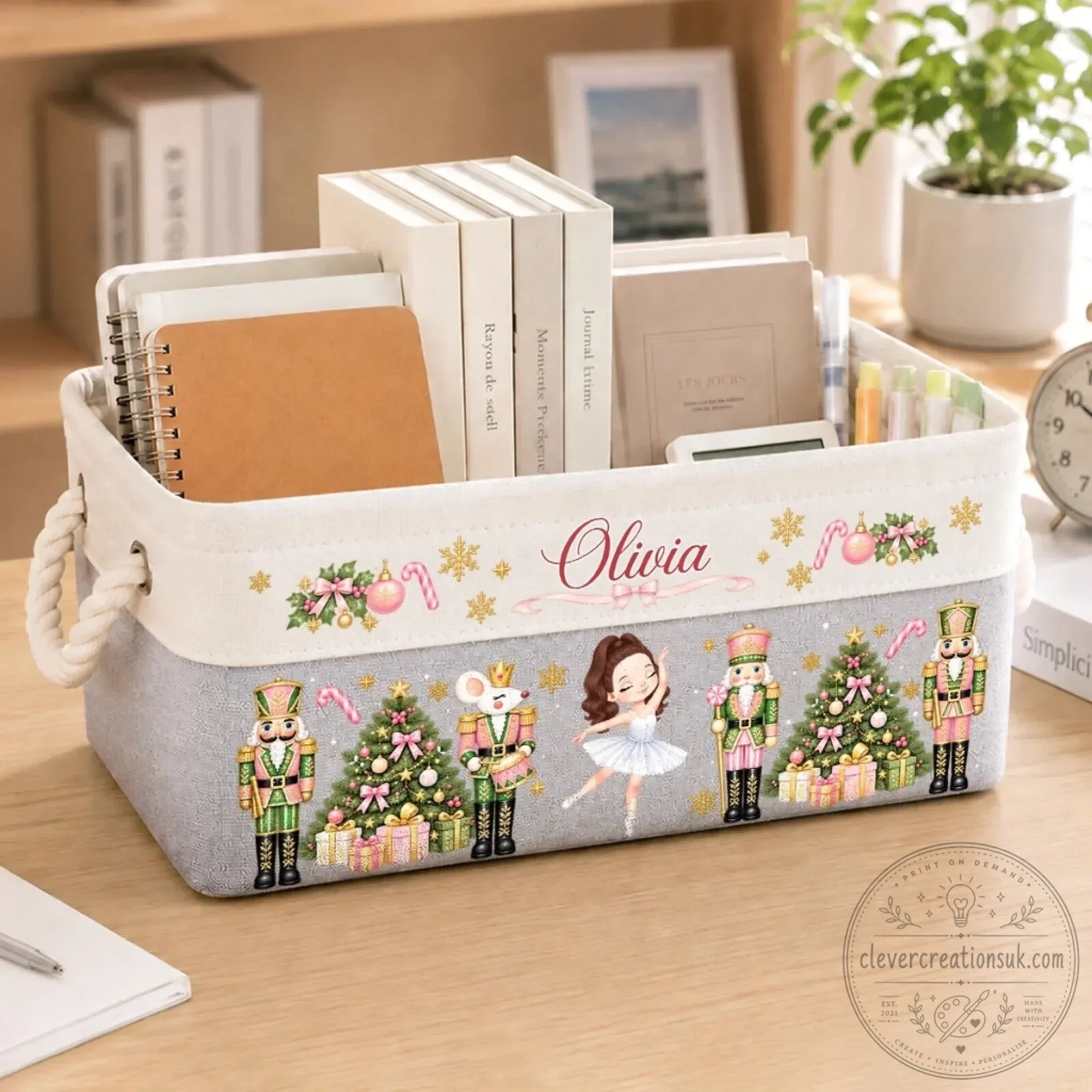 Personalized Nutcracker Ballerina Christmas Storage Basket for Girls 9 Personalized Nutcracker Ballerina Christmas Storage Basket for Girls